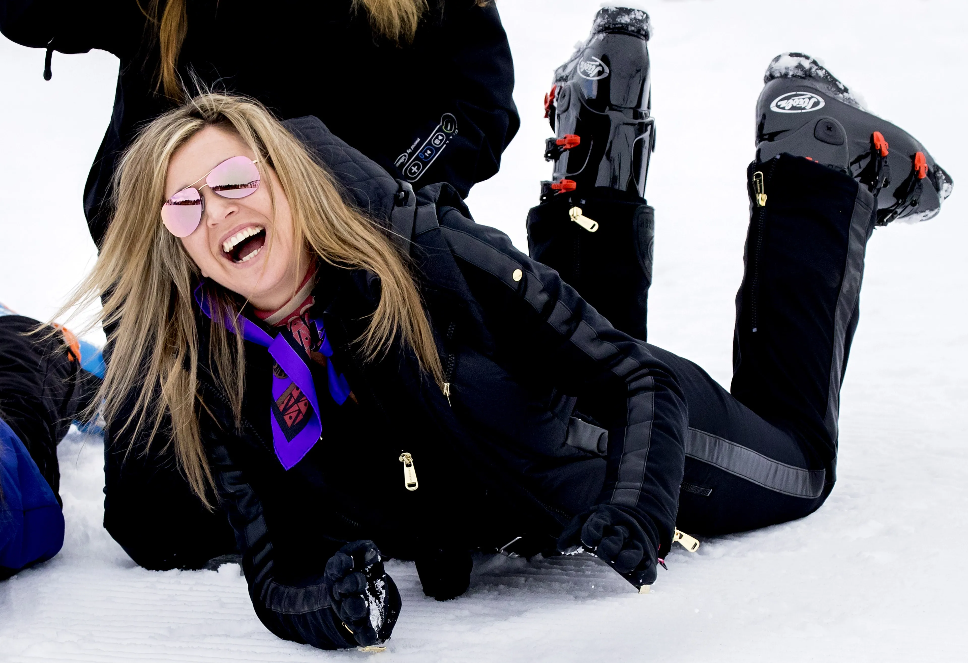 Máxima op de grond bij de jaarlijkse fotosessie in Lech (2017).