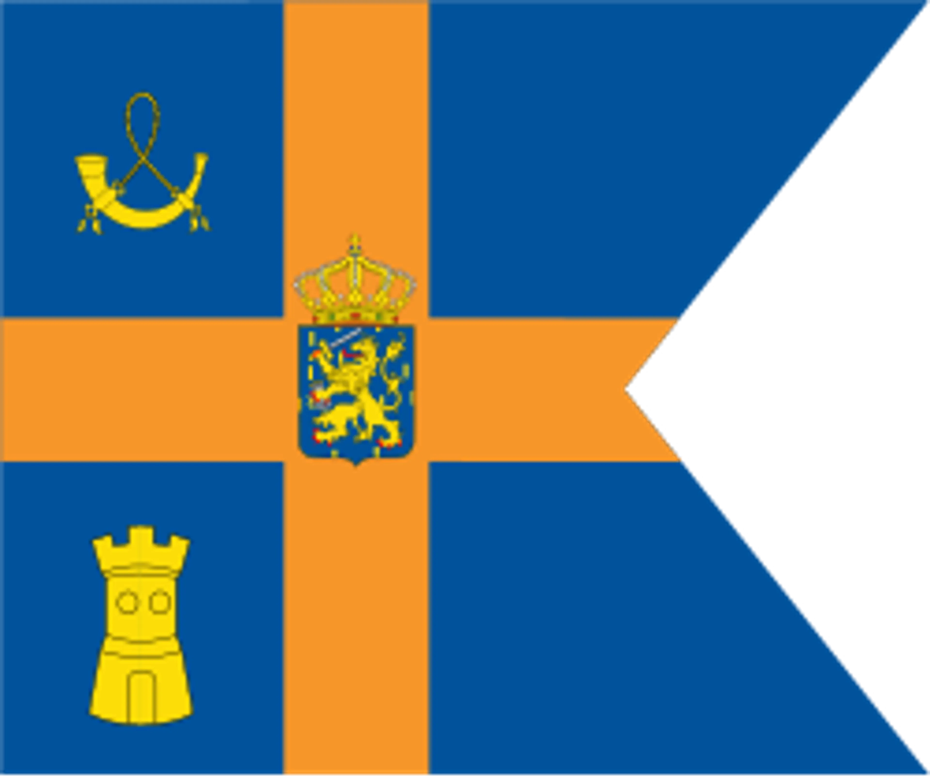 De onderscheidingsvlag die Máxima mag voeren sinds haar huwelijk met Willem-Alexander in 2002.