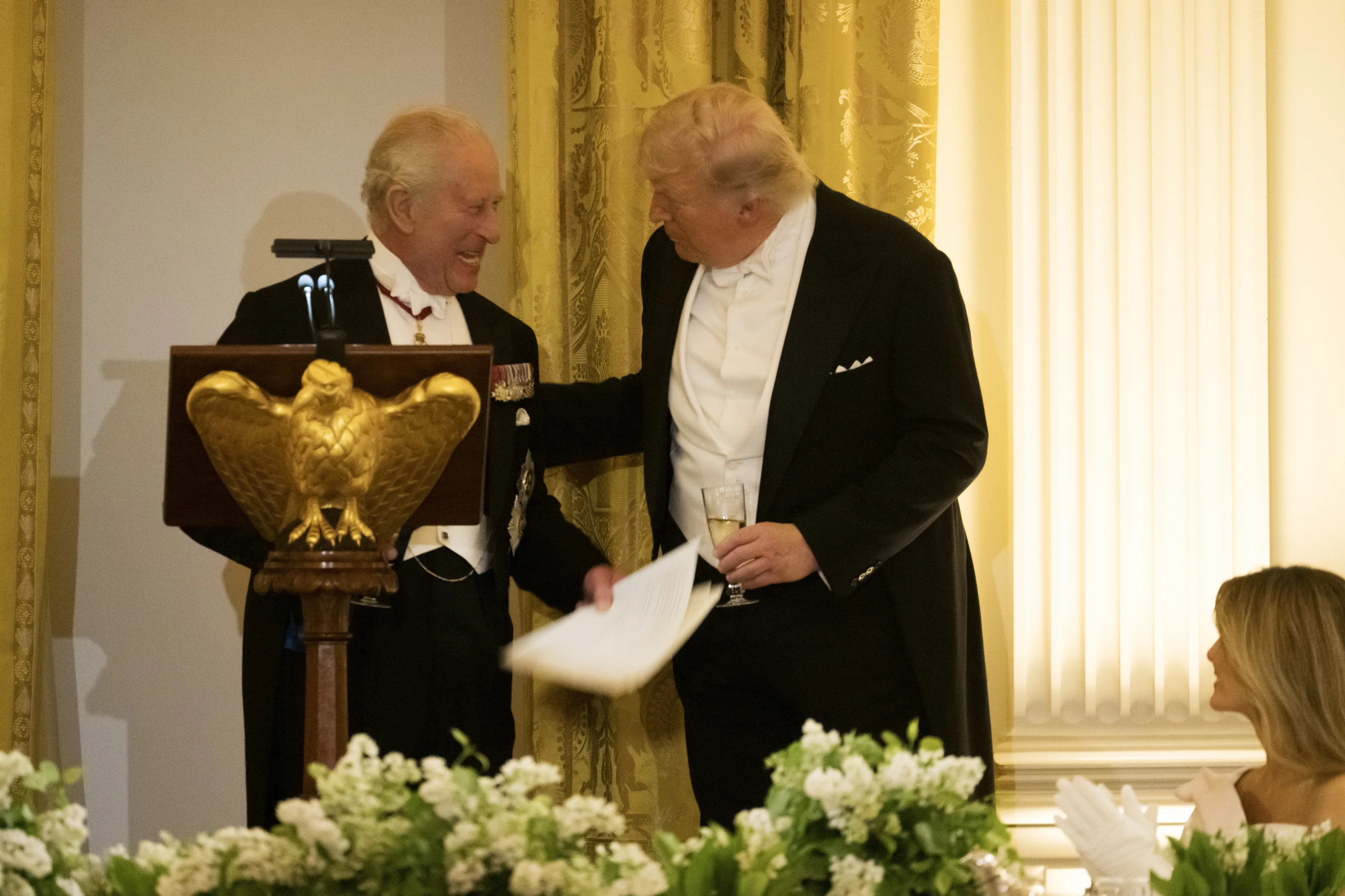 Koning Charles en president Trump.