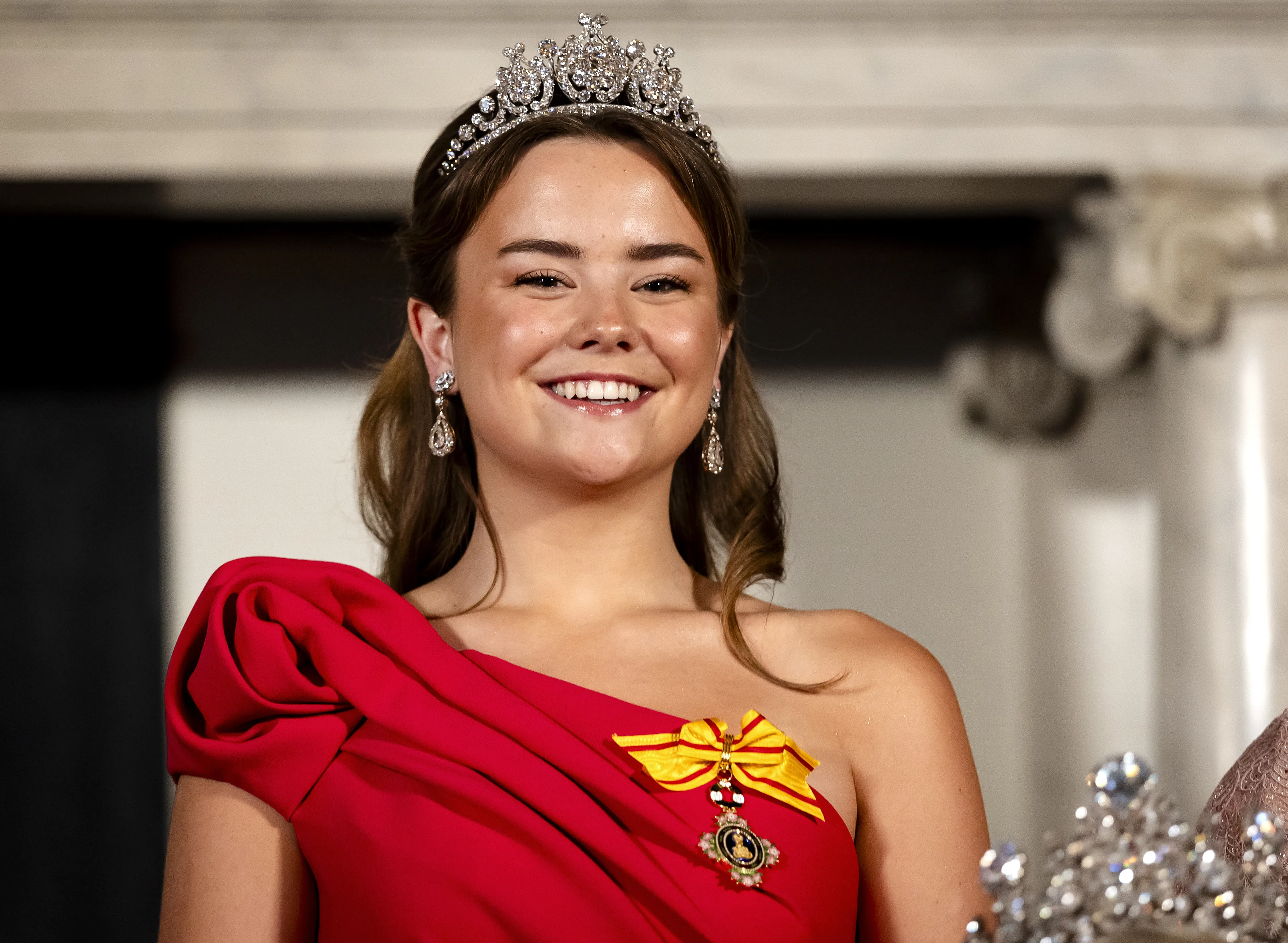 Prinses Ariane bij haar eerste staatsbanket.