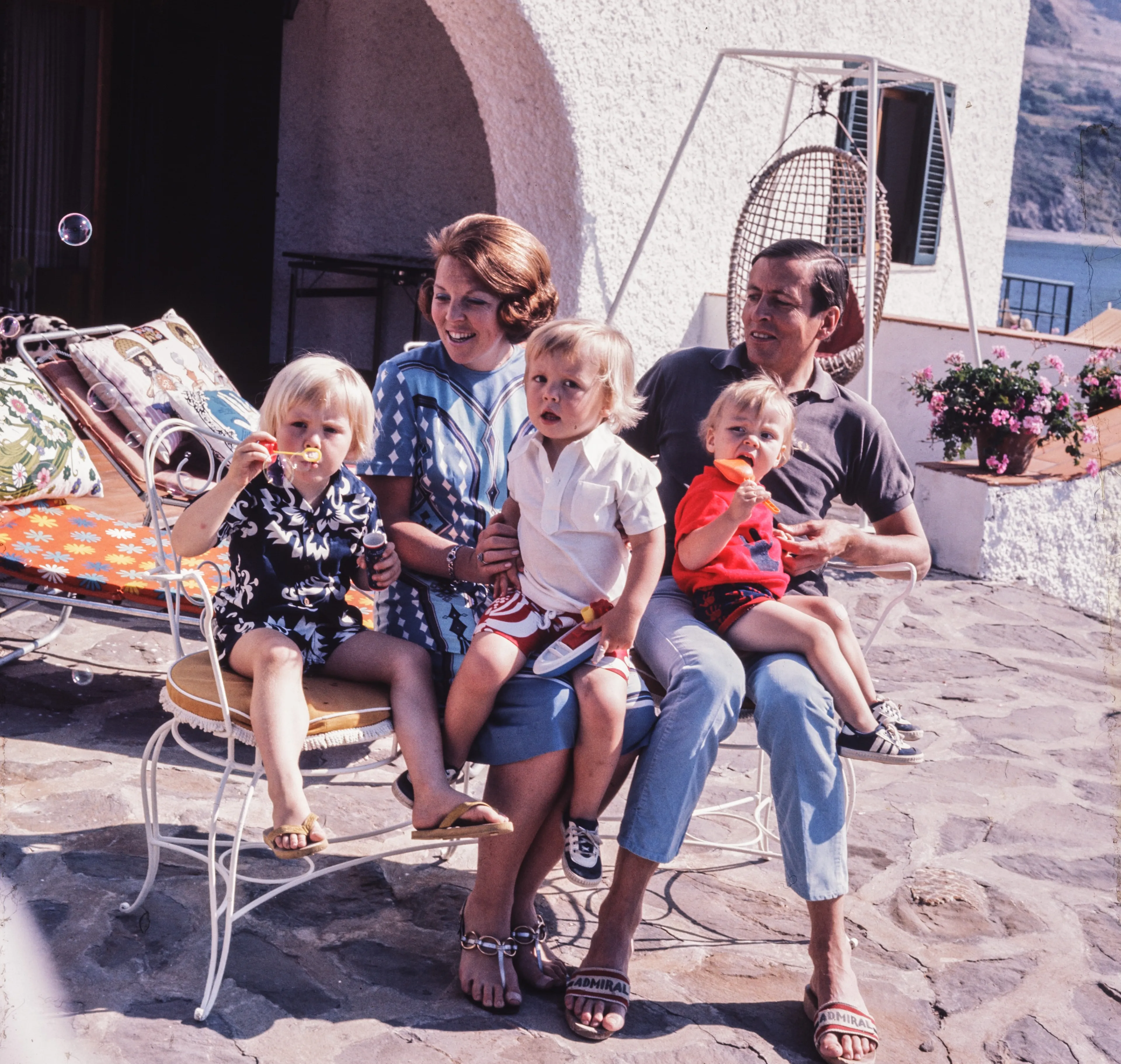 Het gezin op vakantie naar Italië.