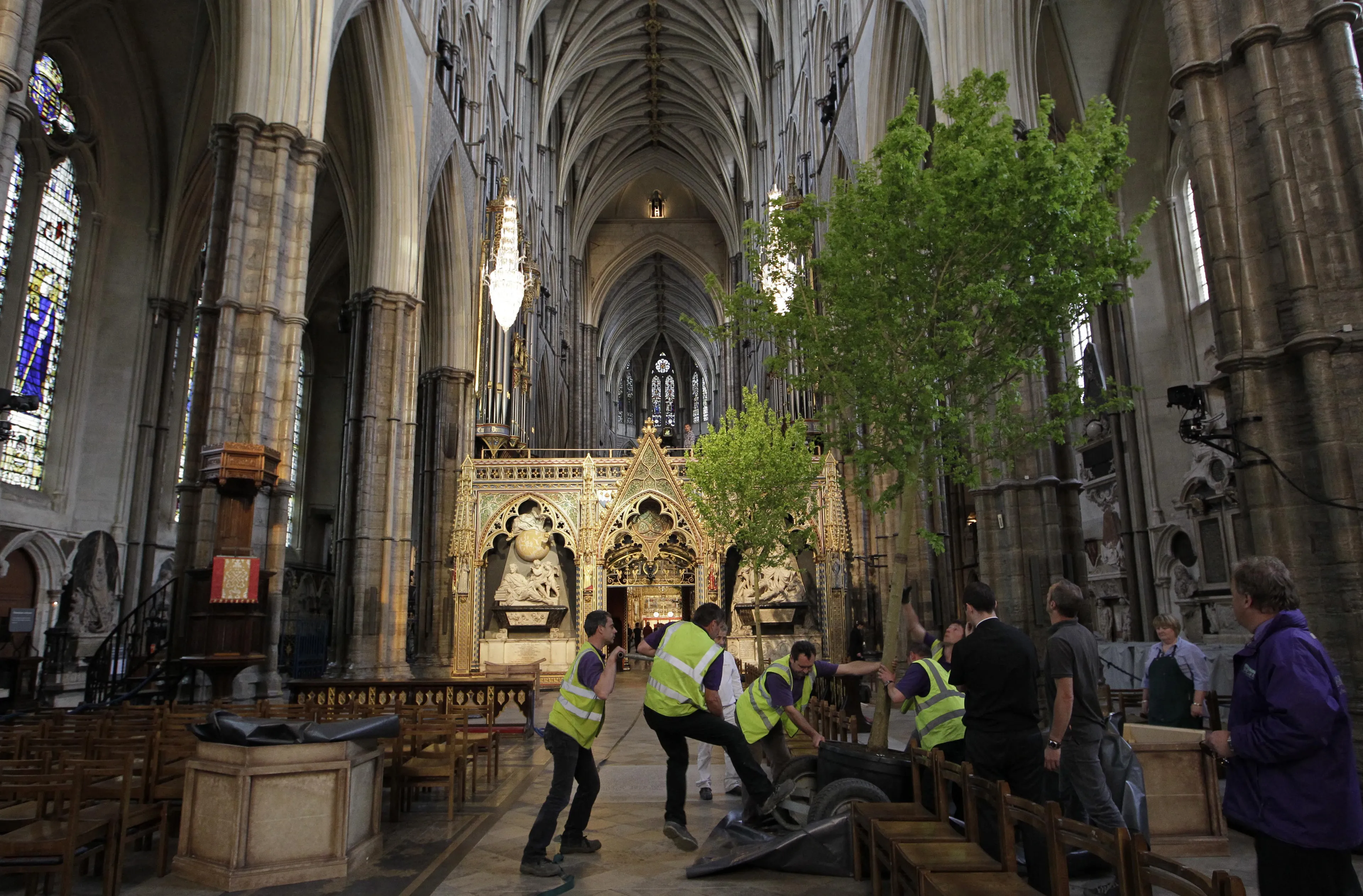 De bomen in Westminster Abbey.