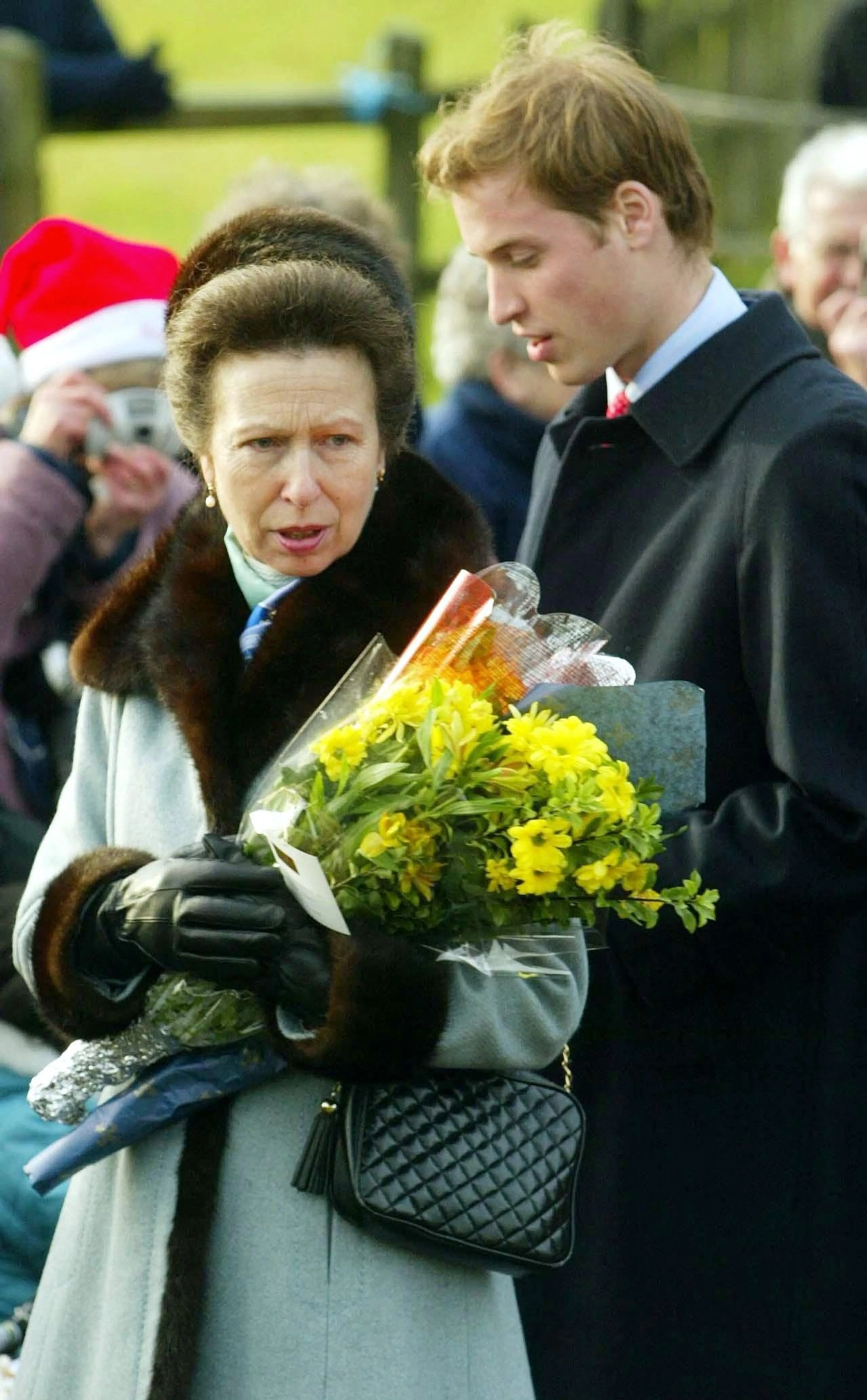 Prinses Anne bij de kerstviering op Sandringham in 2003.