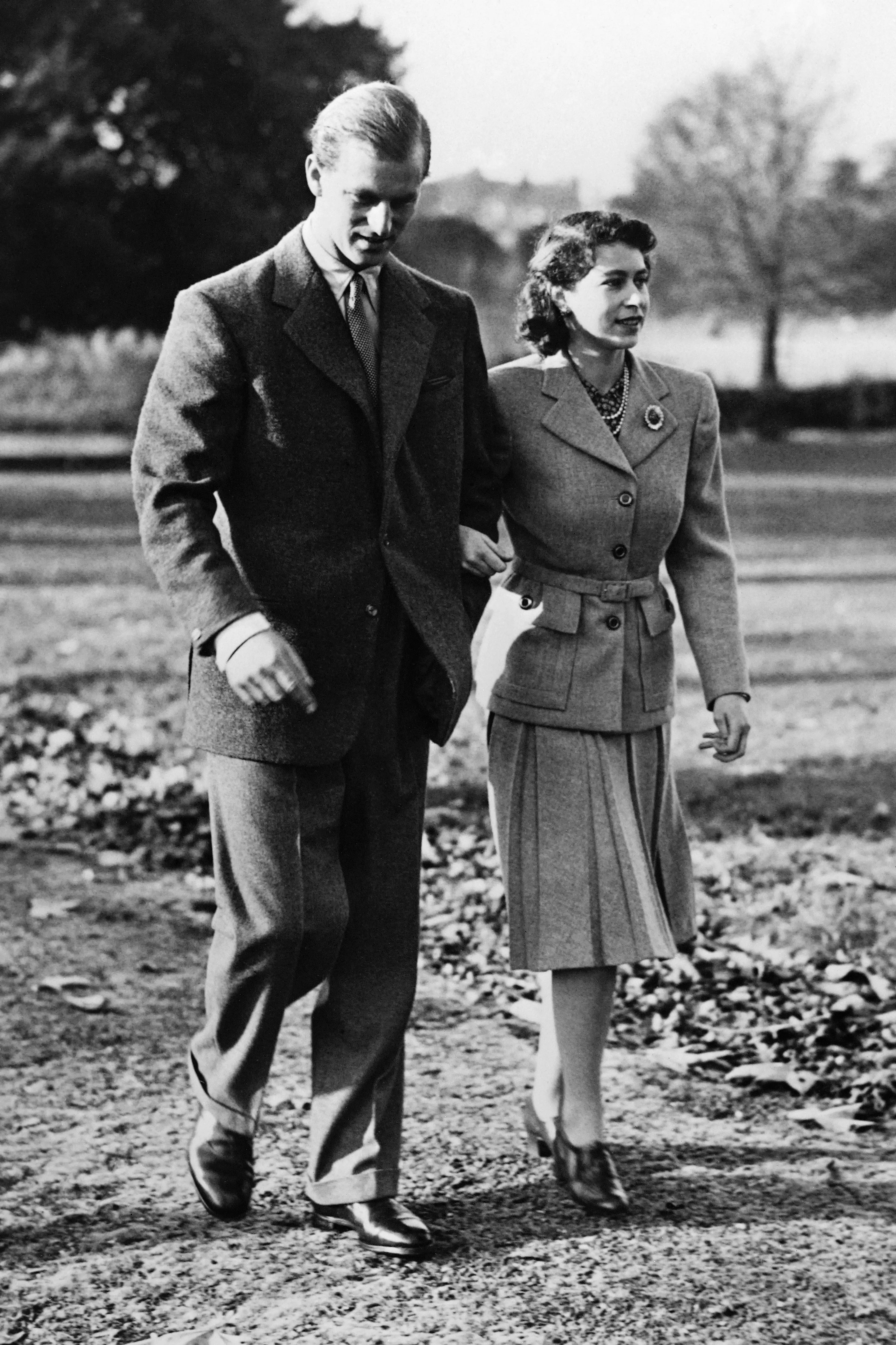 Elizabeth en Philip op hun huwelijksreis in november 1947.