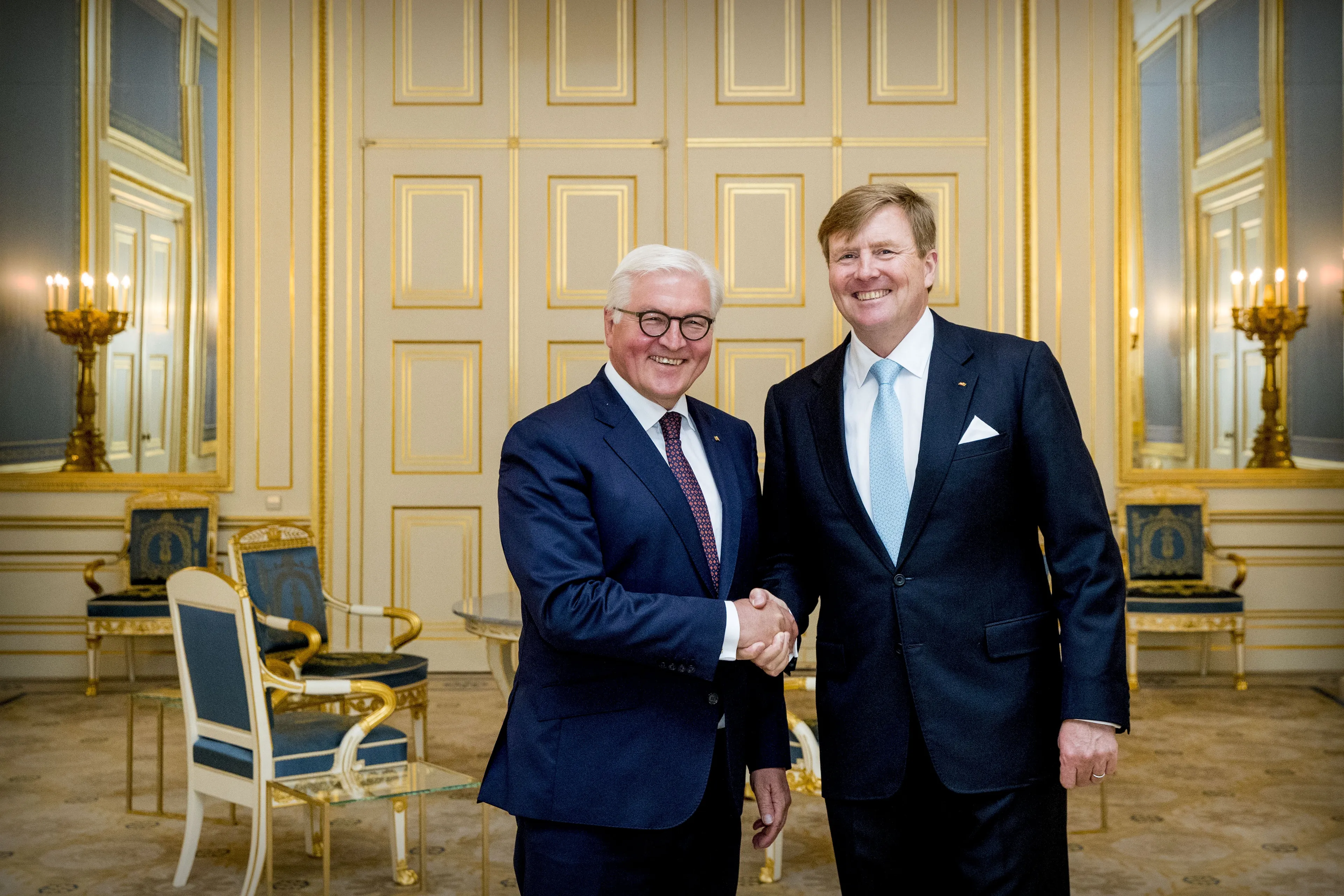 Koning Willem-Alexander ontvangt op paleis Noordeinde bondspresident van Duitsland Frank-Walter Steinmeier (2018).