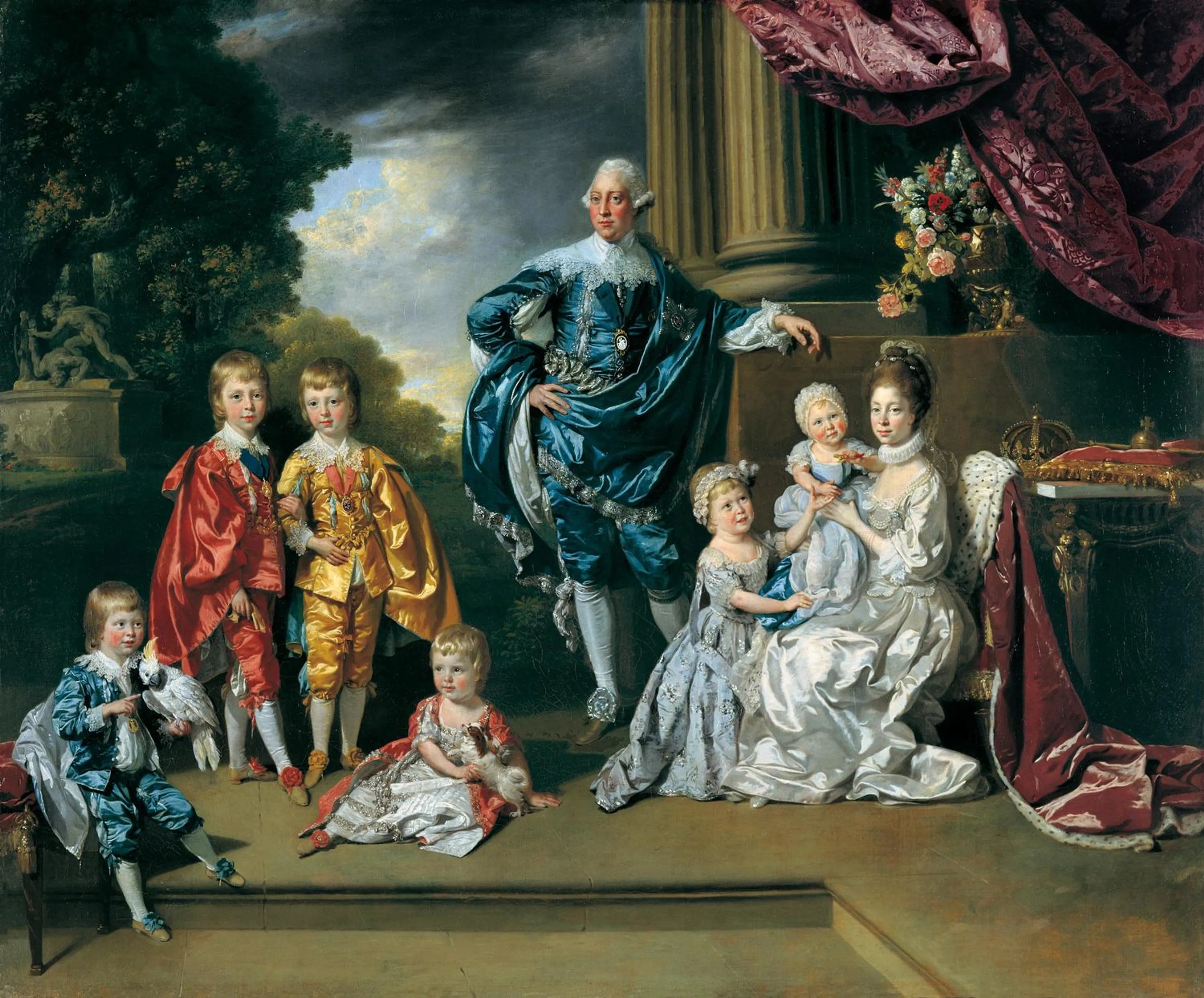 George, Charlotte en hun zes oudste kinderen (1770).