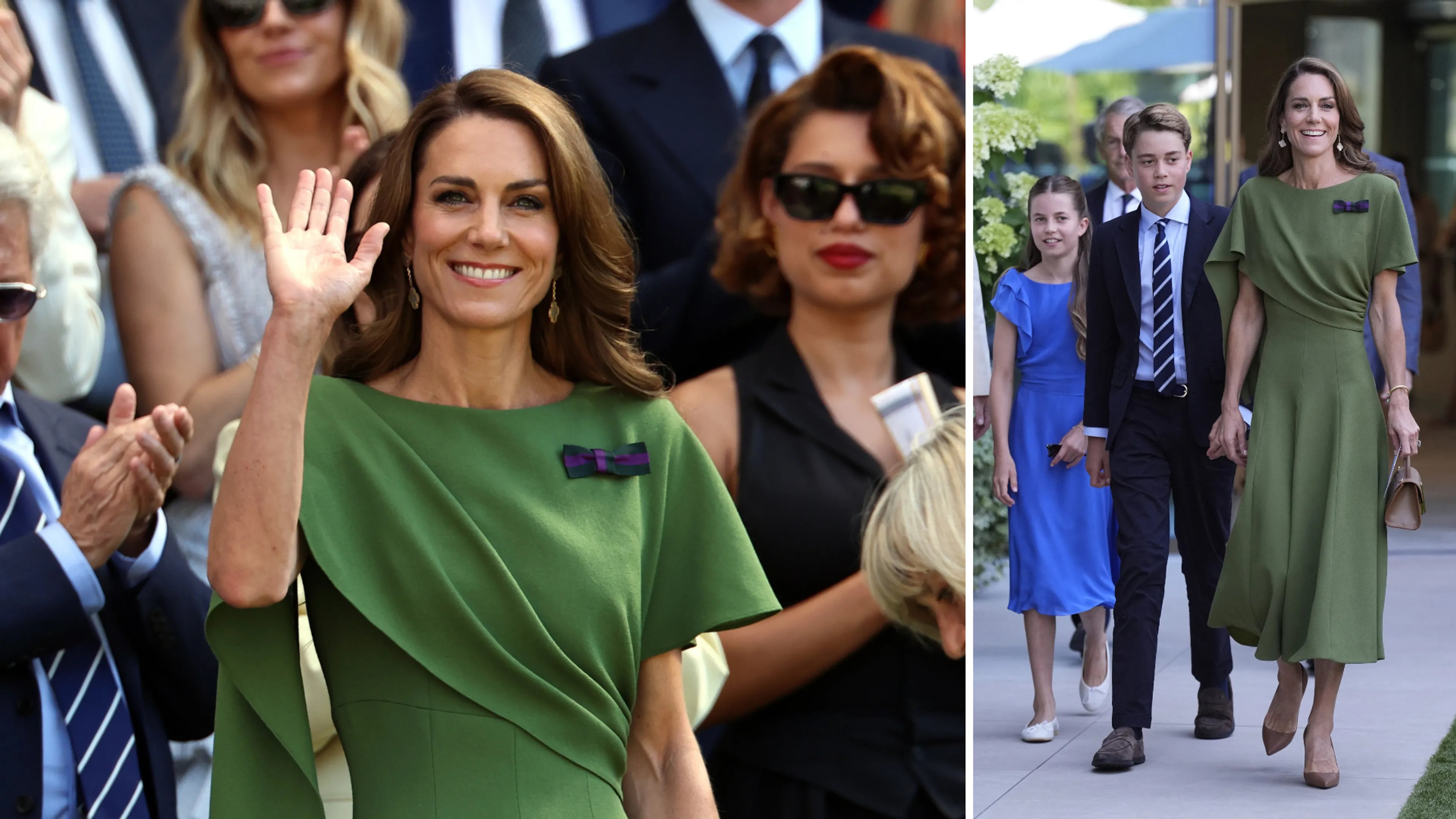 Staande ovatie voor prins en prinses van Wales en hun kinderen op Wimbledon