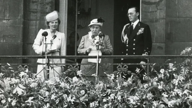 Koningin Wilhelmina tijdens haar abdicatie in 1948.