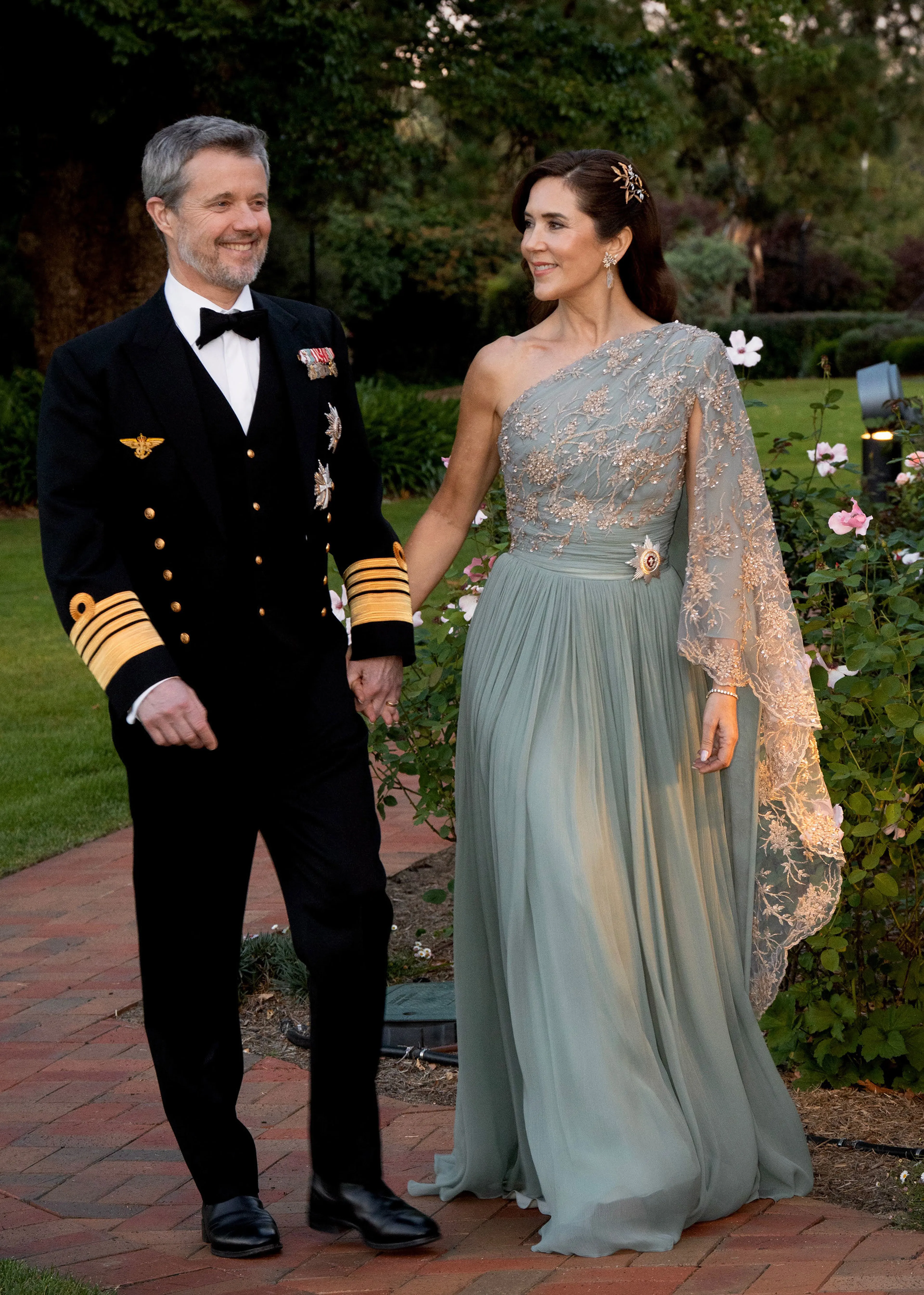 Koning Frederik en koningin Mary bij het staatsbanket in Australië.