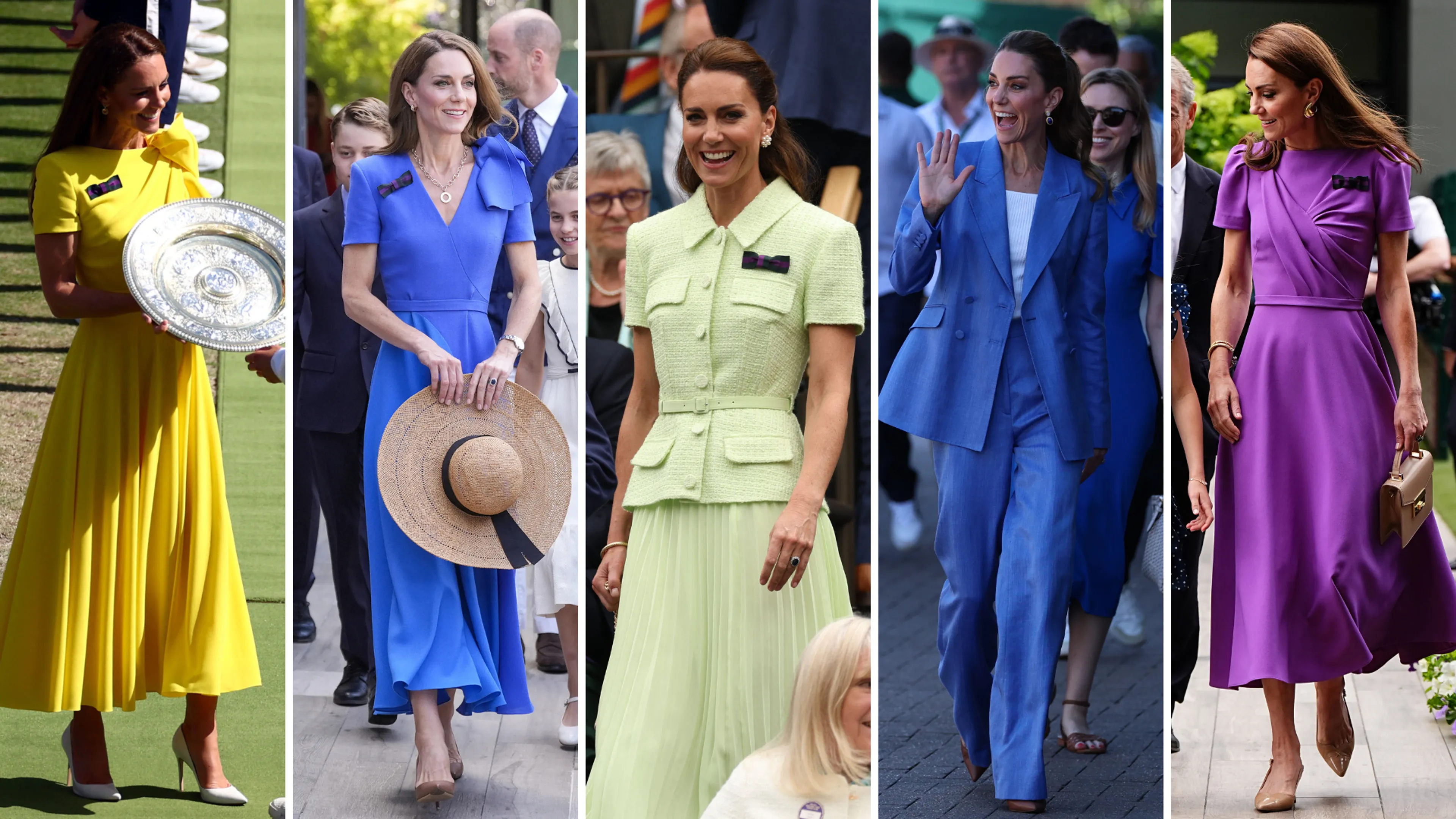Van felle kleuren tot stippen: alle outfits van Catherine op Wimbledon door de jaren heen