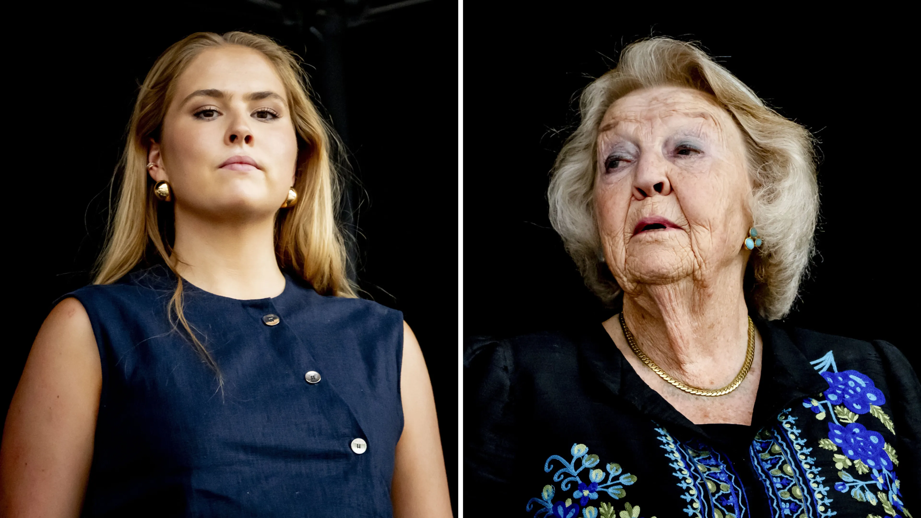 Prinses Beatrix en prinses Amalia samen bij springwedstrijd