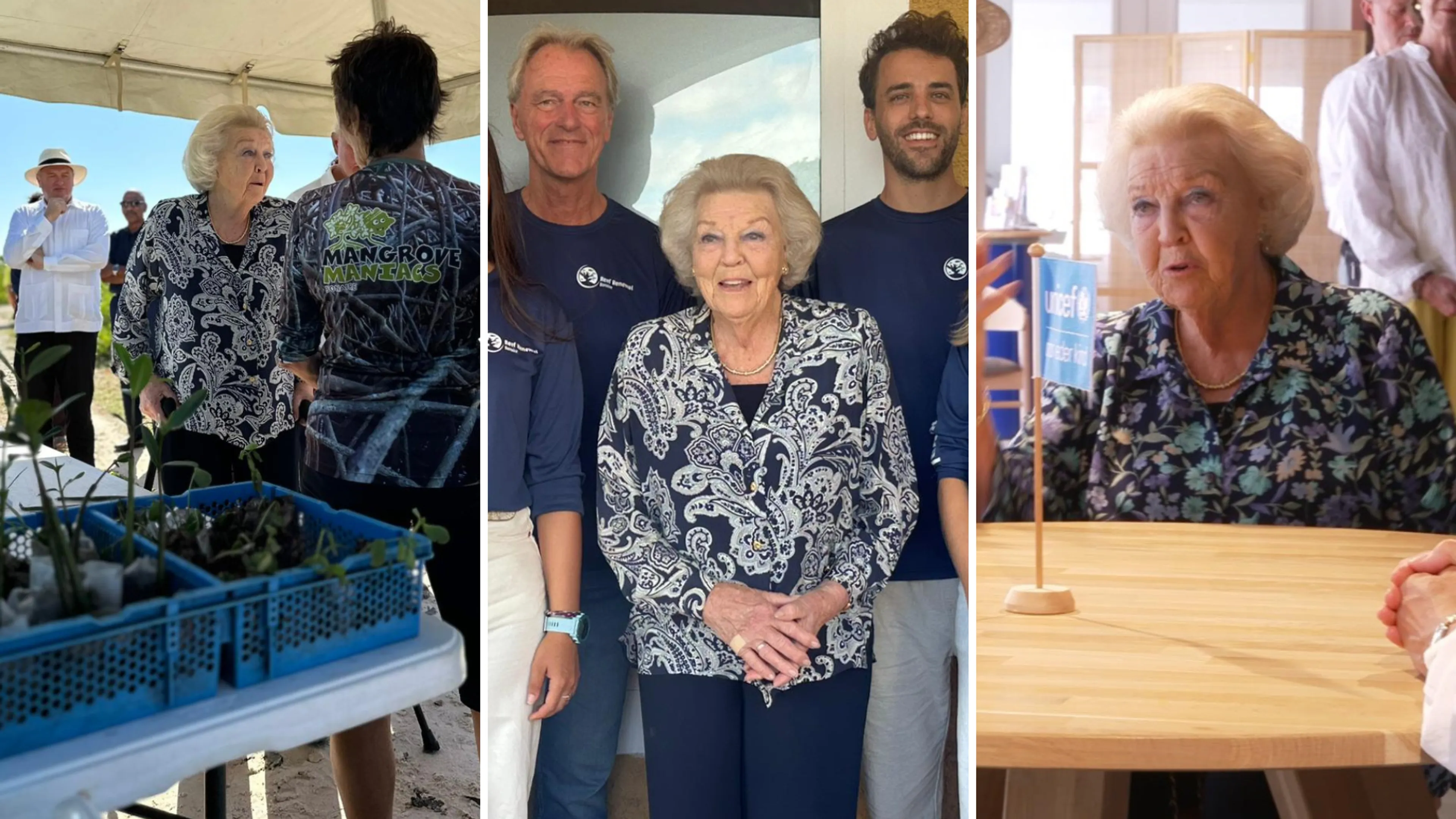 Prinses Beatrix sluit reis op Bonaire af in de bibliotheek