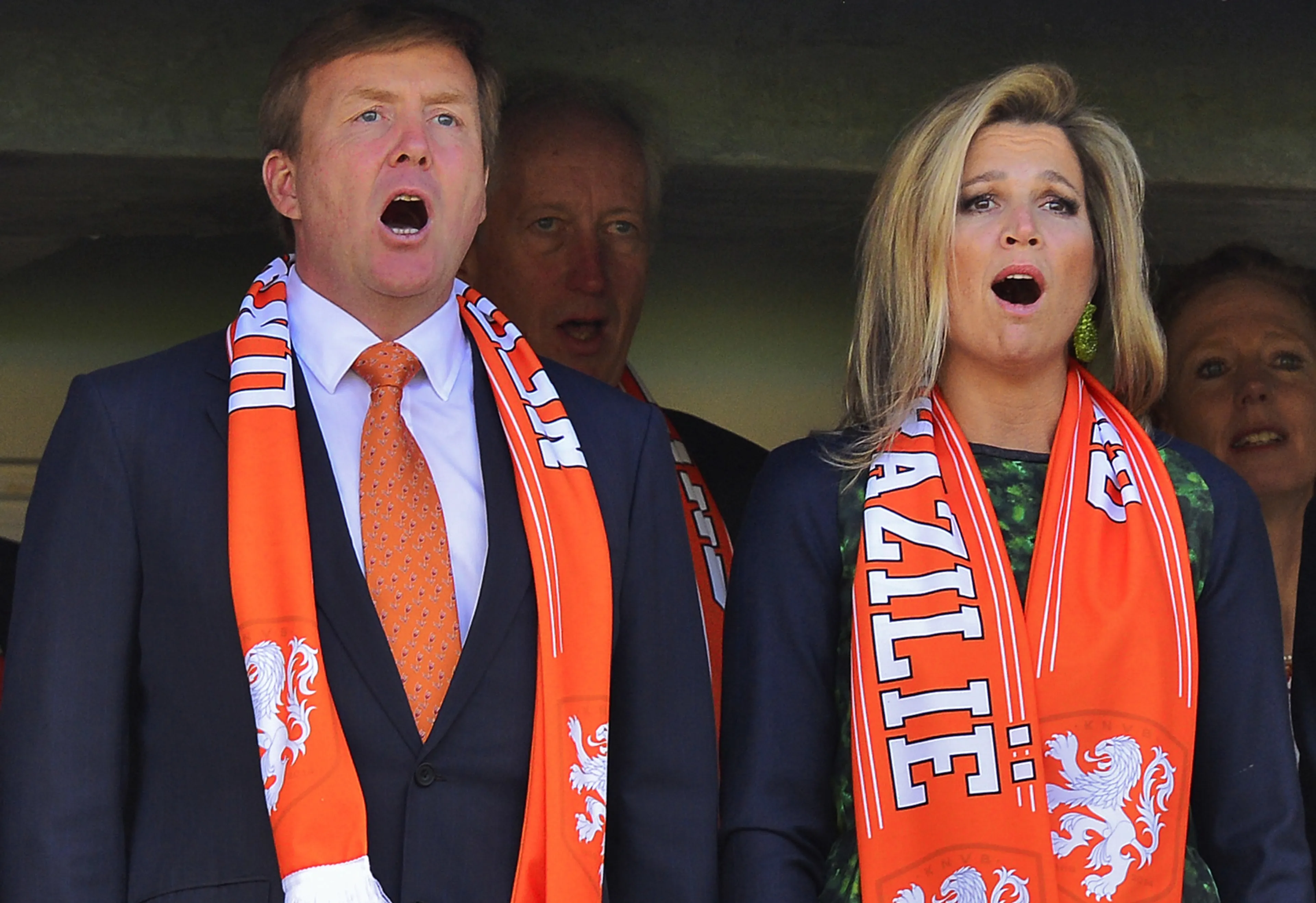 De koning en koningin zongen uit volle borst mee.