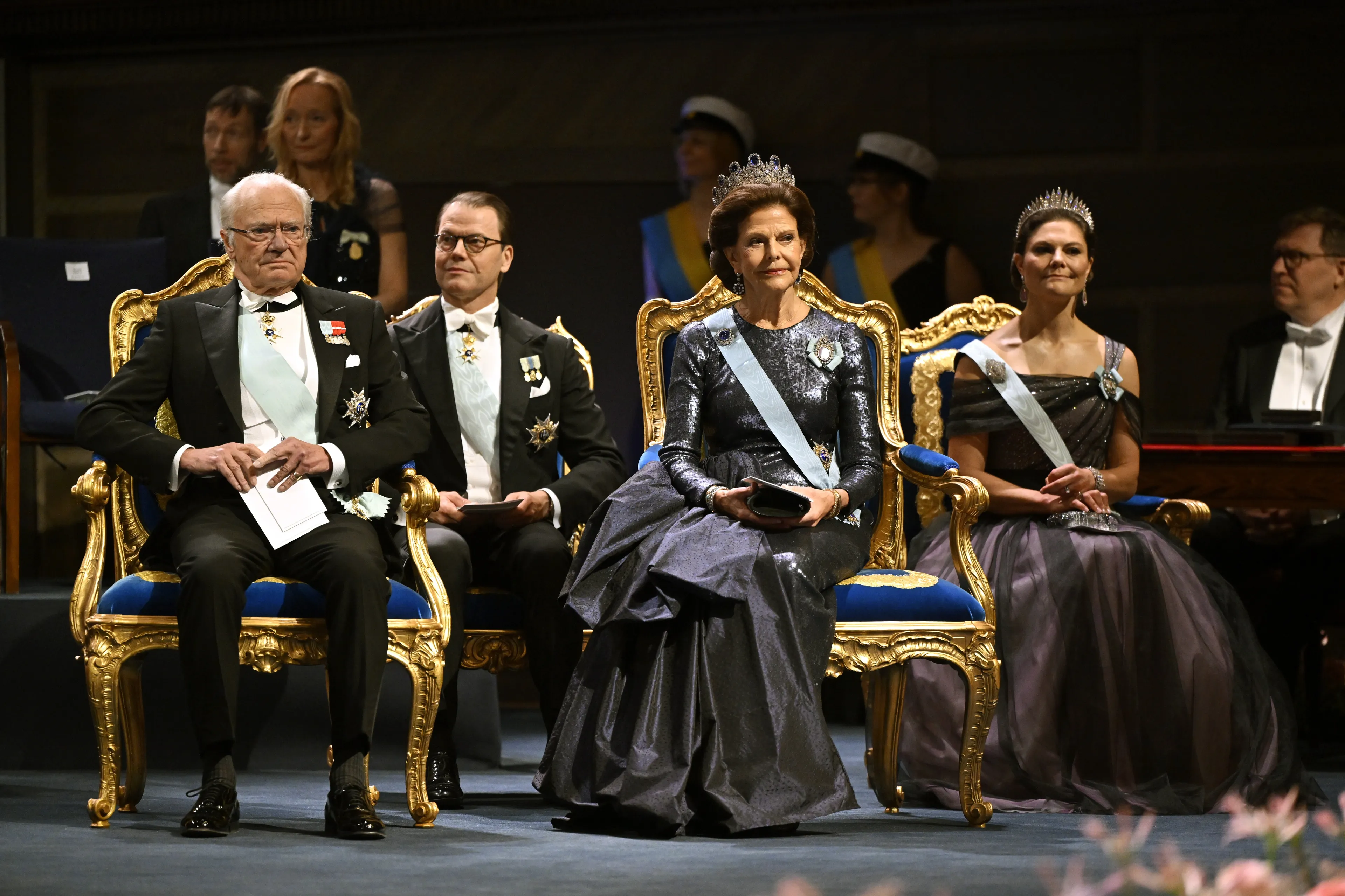 Koningin Silvia tijdens de uitreiking van de Nobelprijzen (2024).