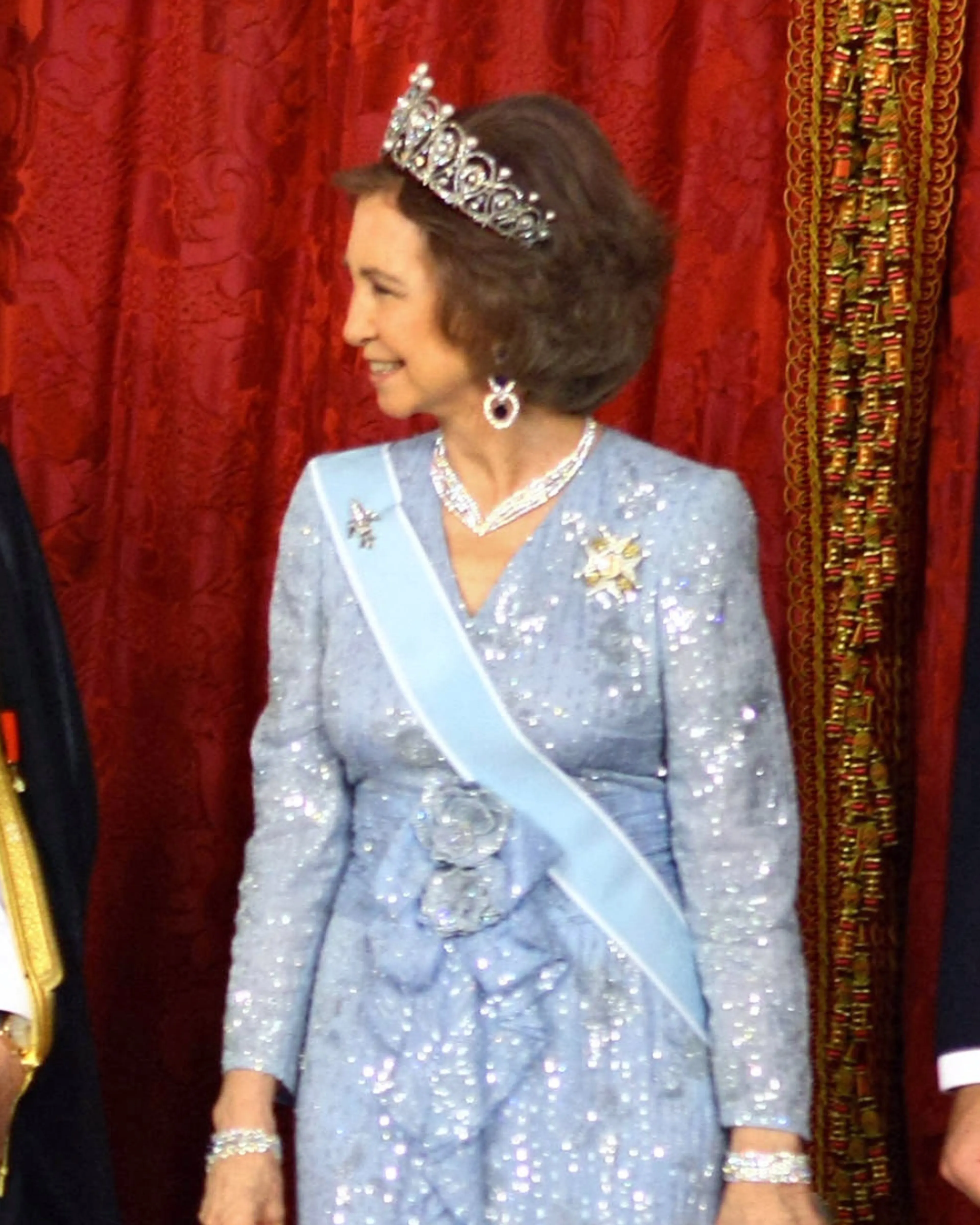 Koningin Sofia draagt de tiara voor een galadiner met Saudi-Arabië (2007).