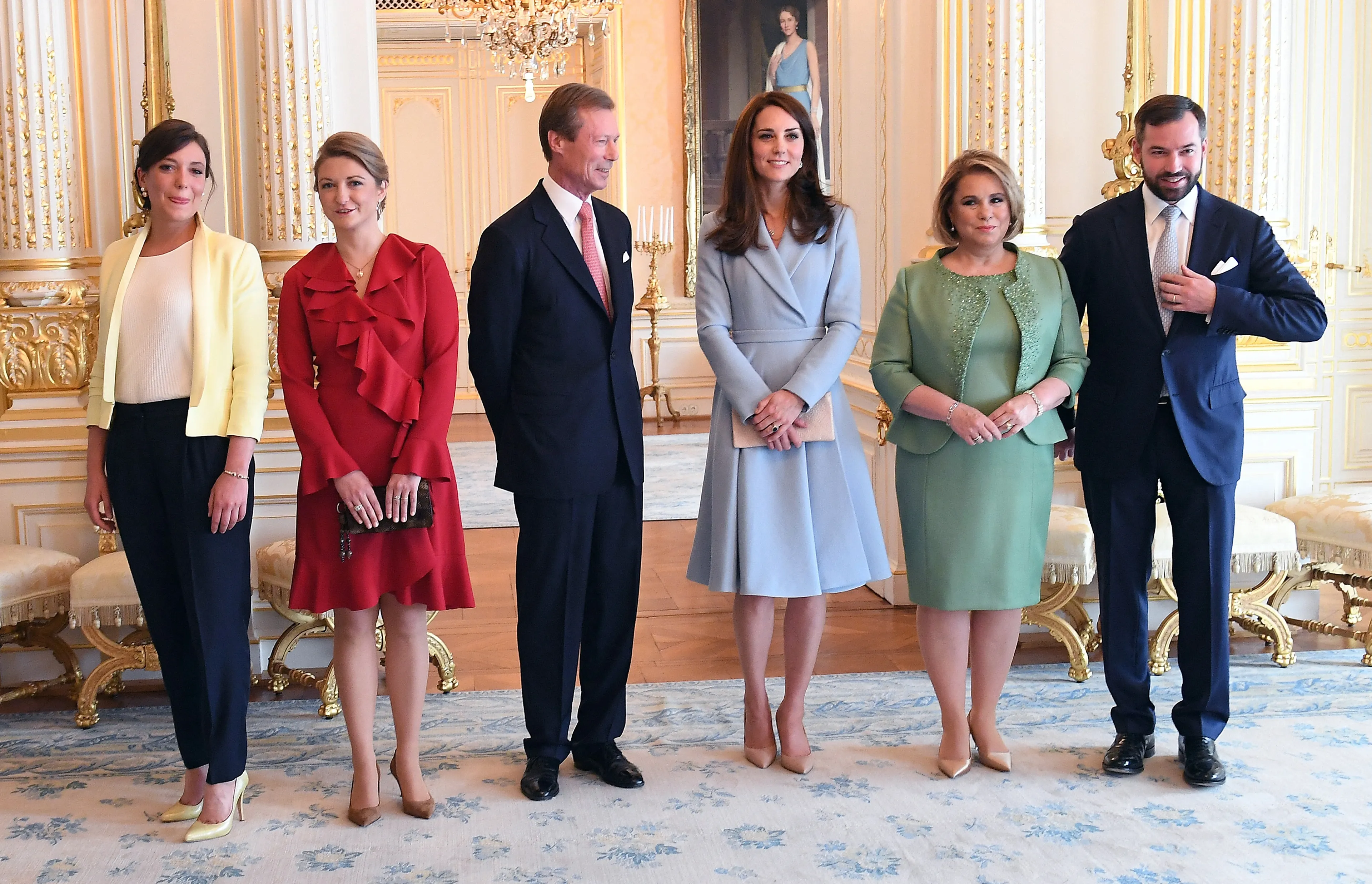 De groothertogelijke familie tijdens het bezoek met de hertog van Cambridge (2017).