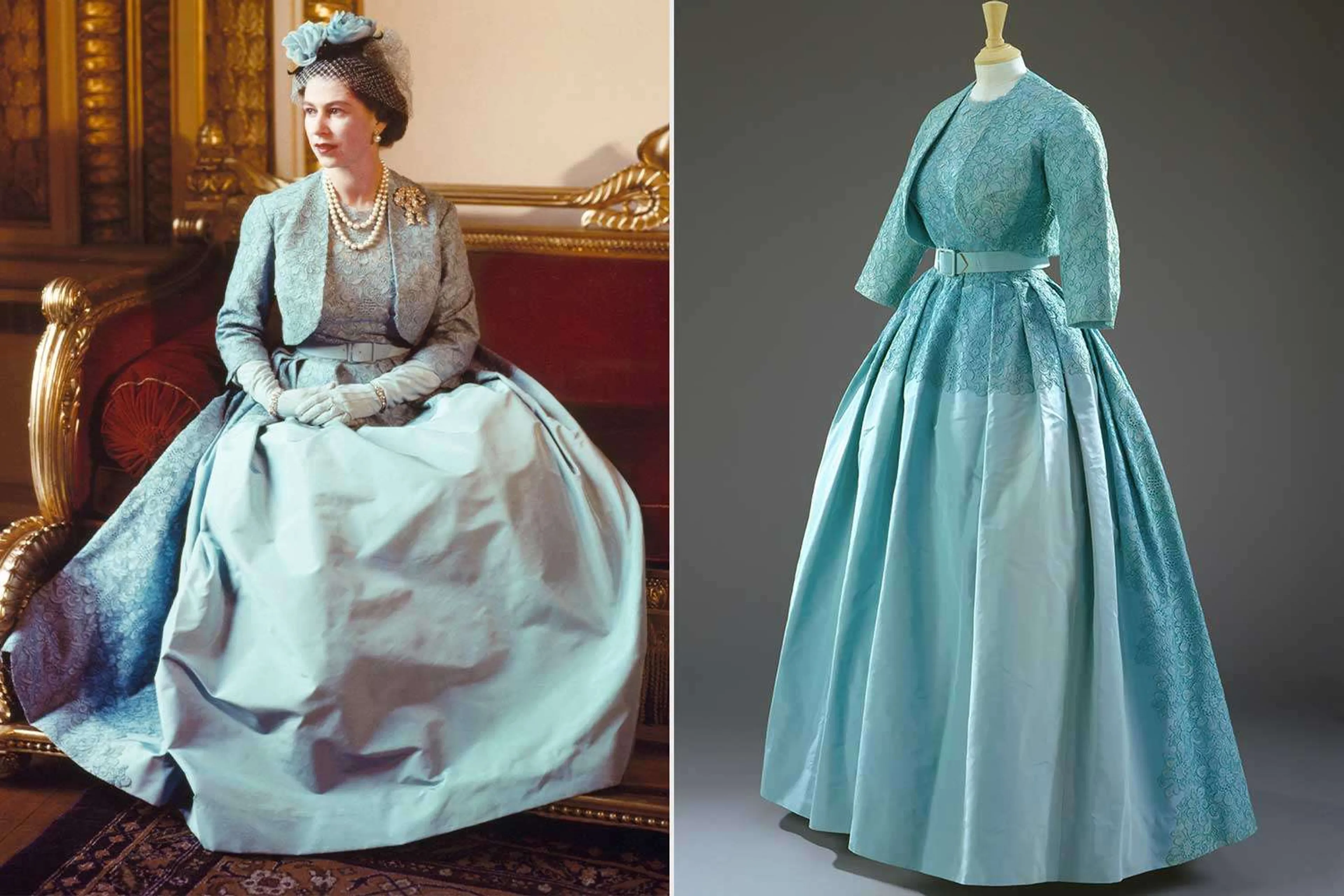 Deze jurk droeg Elizabeth naar de bruiloft van prinses Margaret.