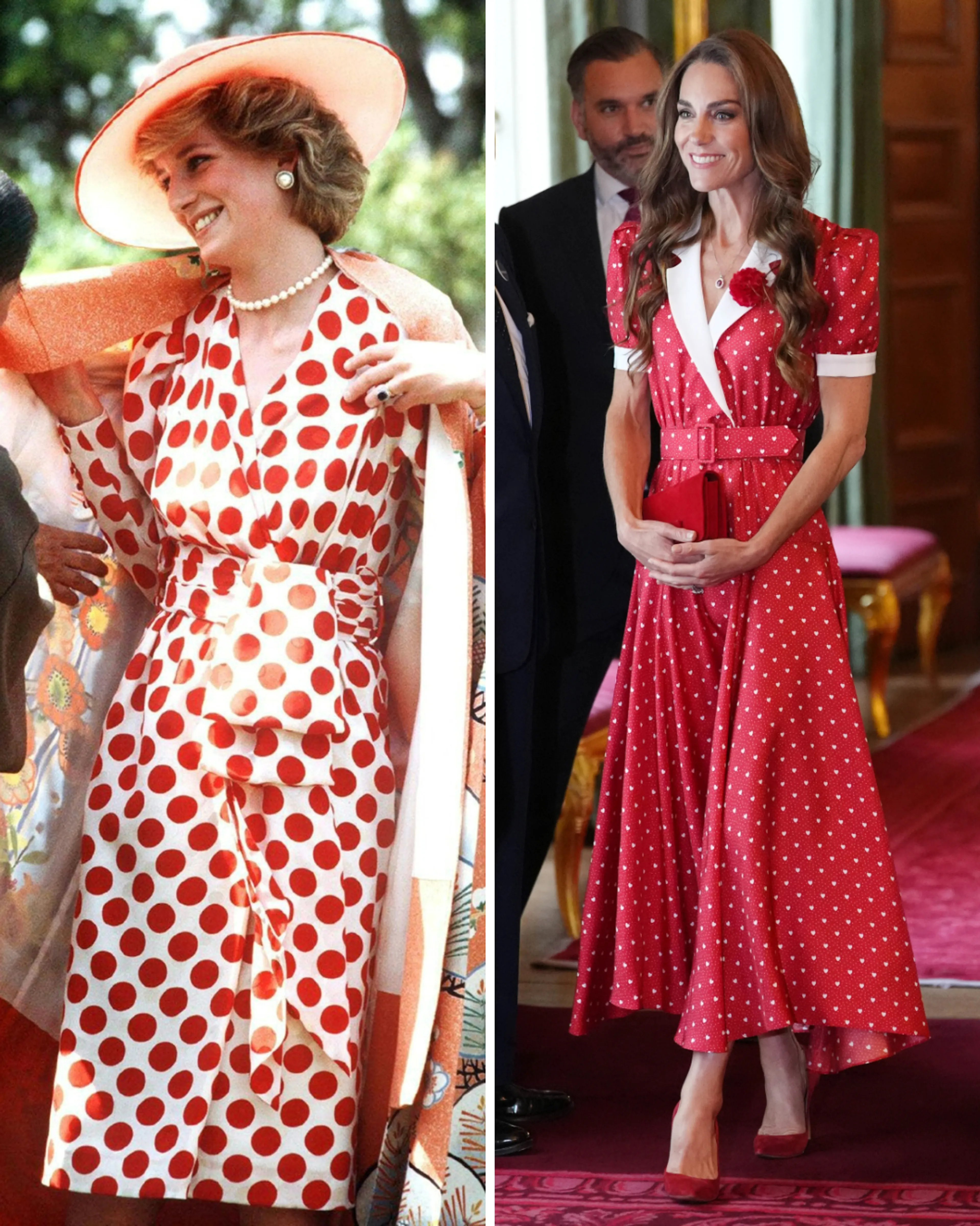 De rood en witte stippen jurken van de prinsessen (1985, 2026).