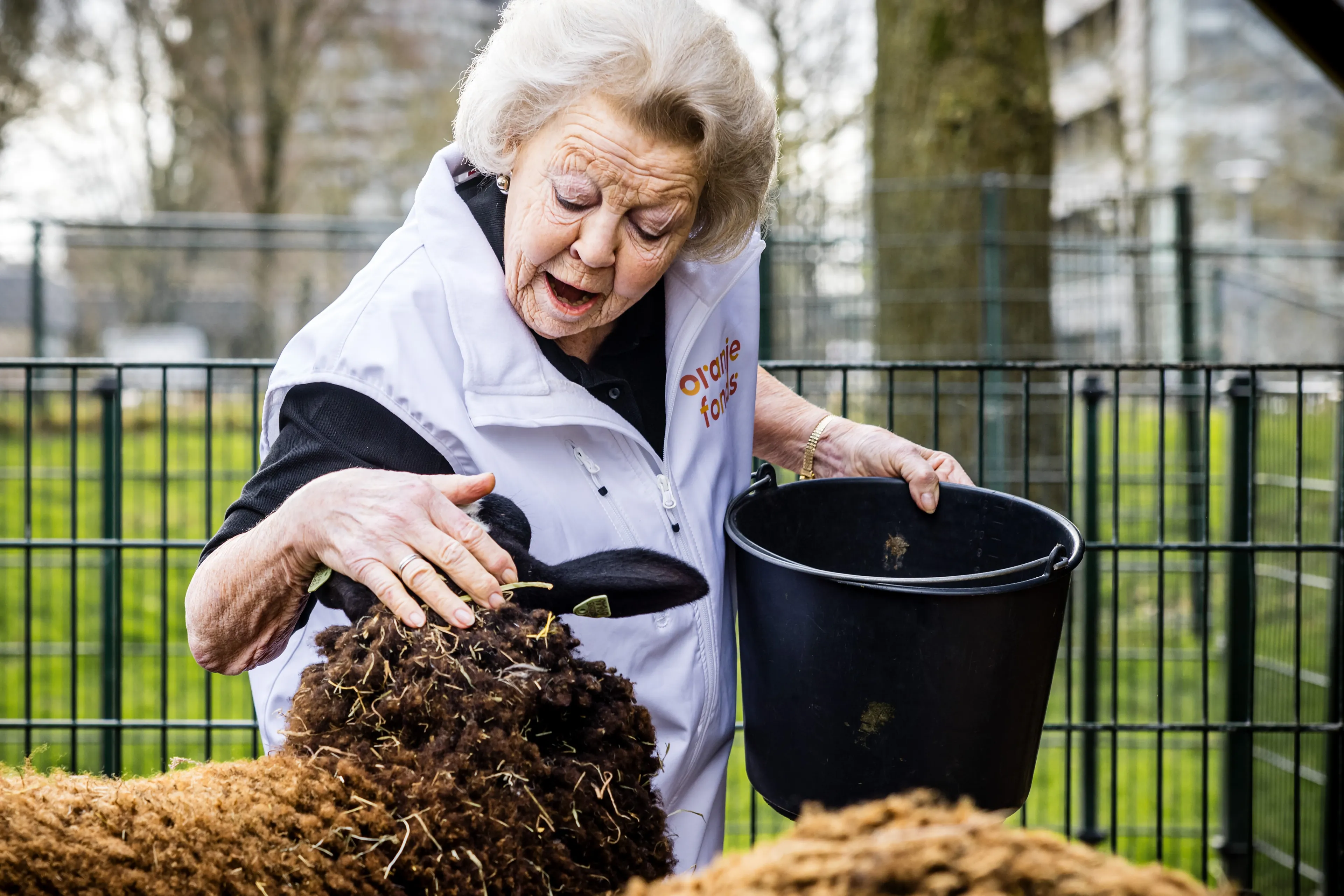 Beatrix helpt mee op een stadsboerderij.