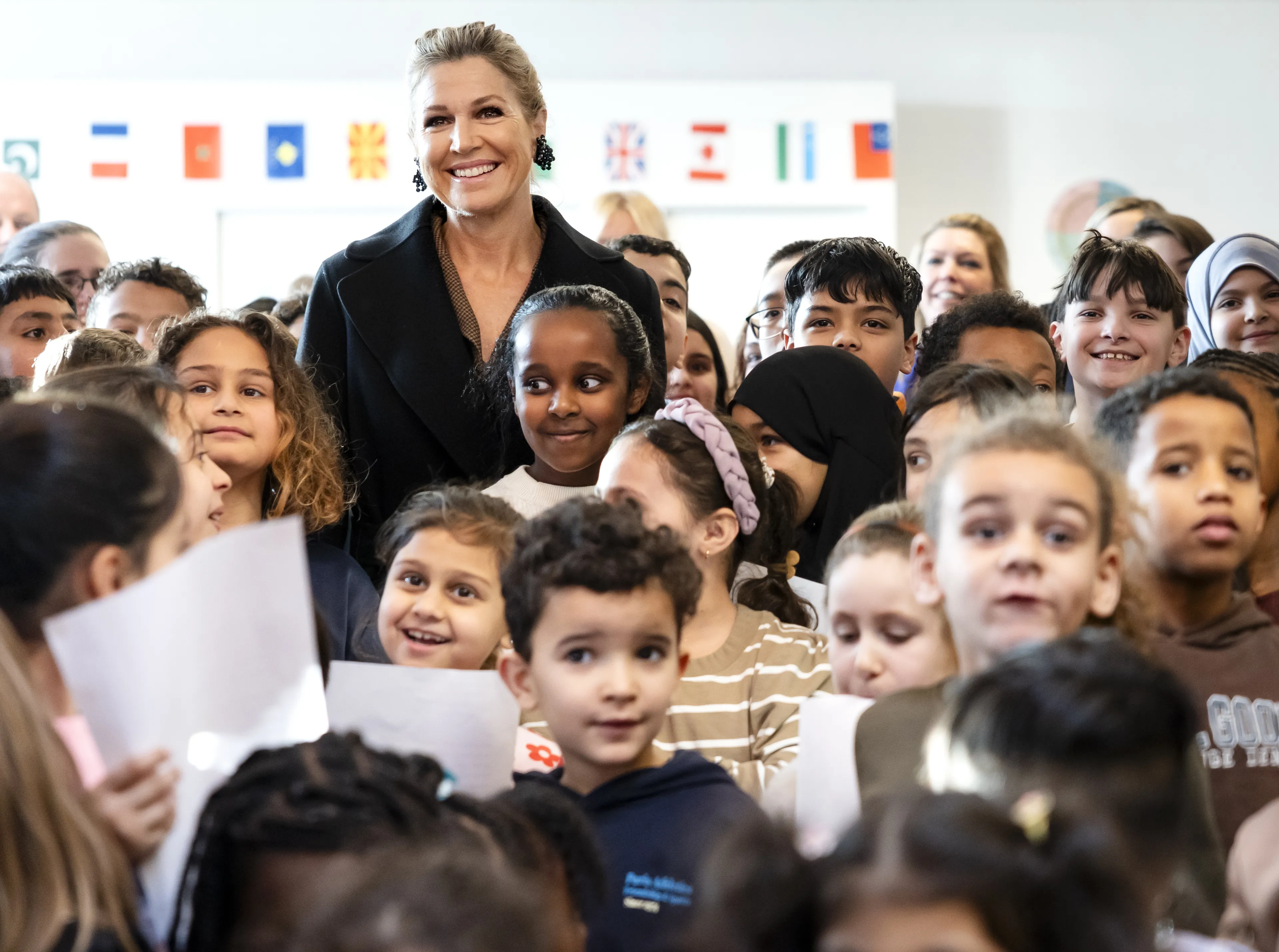 Máxima op bezoek op een basisschool voor Méér Muziek in de Klas (2026).