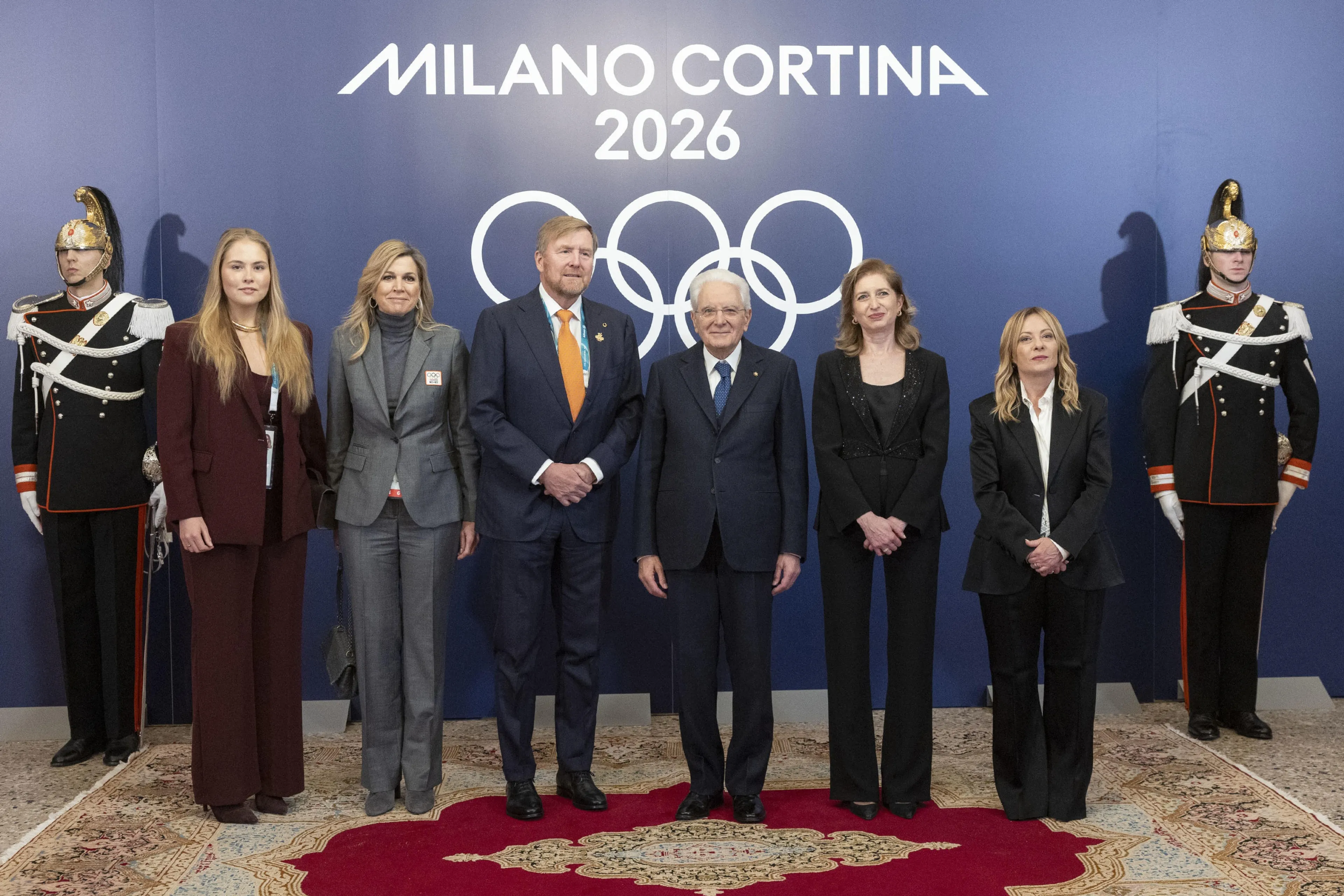 Het koningspaar en prinses Amalia ontmoeten de Italiaanse president en premier.