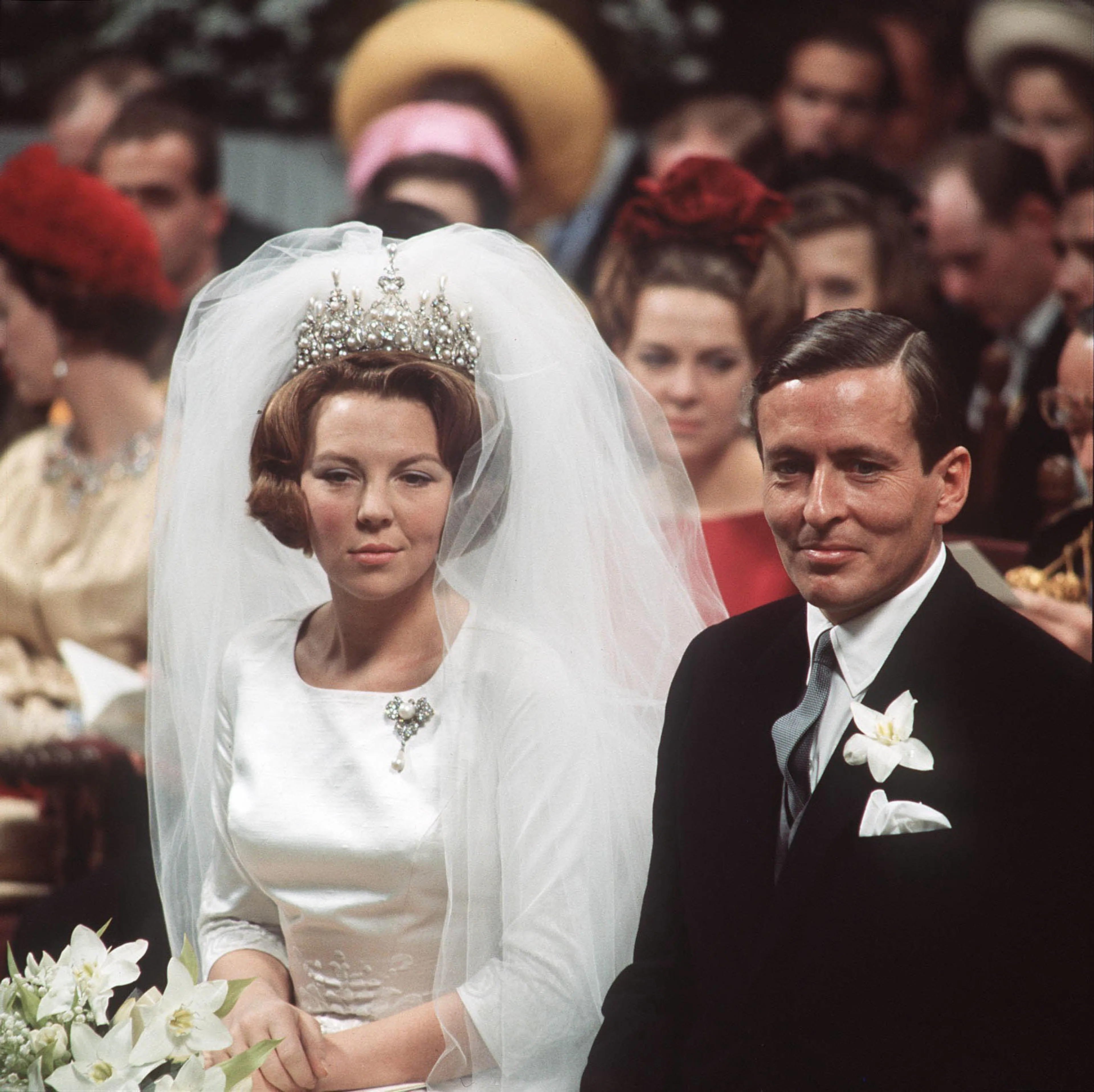 Prinses Beatrix op haar huwelijksdag op 10 maart 1966.