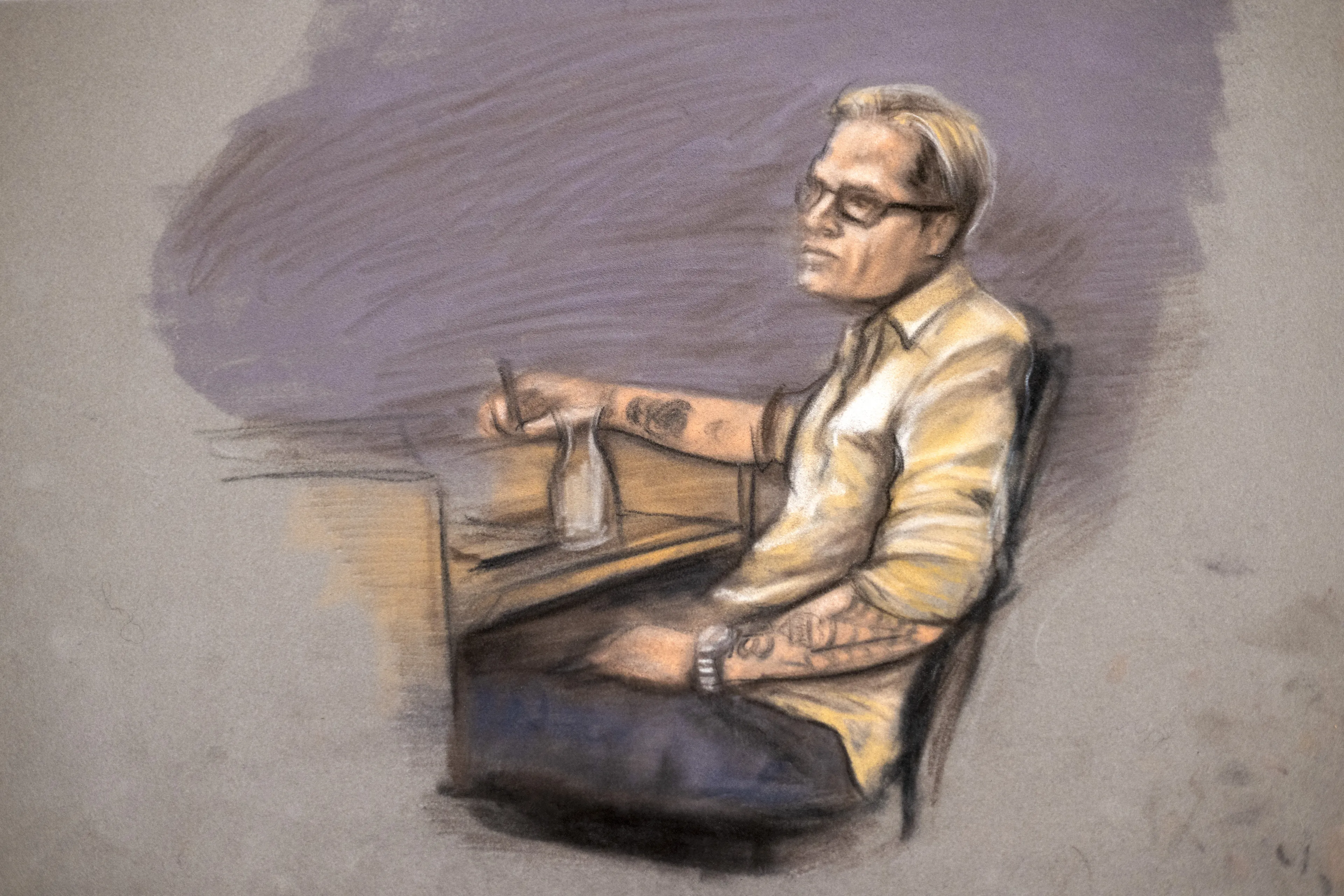 Een rechtbanktekening van Marius.