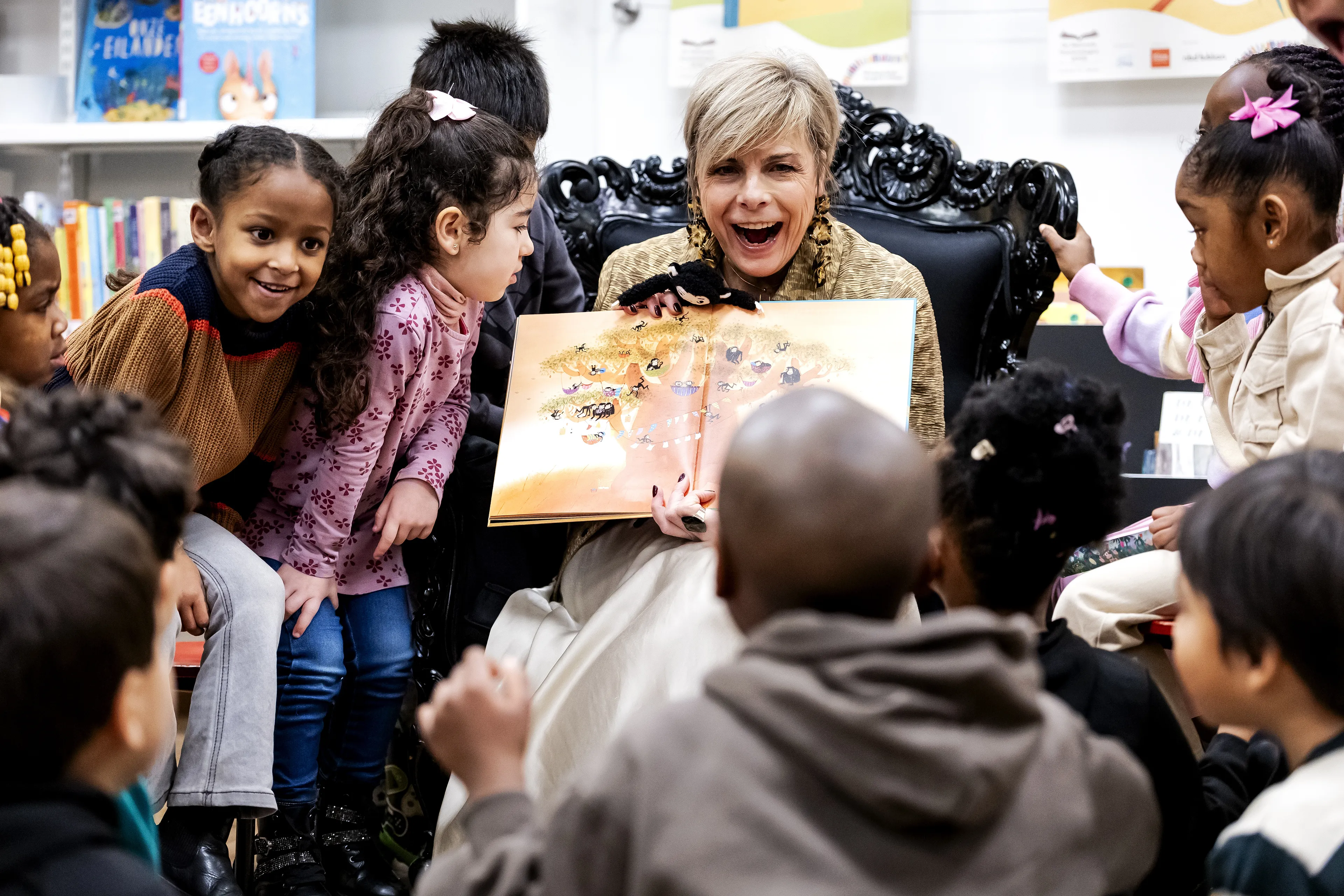 Prinses Laurentien tijdens het Nationale Voorleesontbijt (2026).
