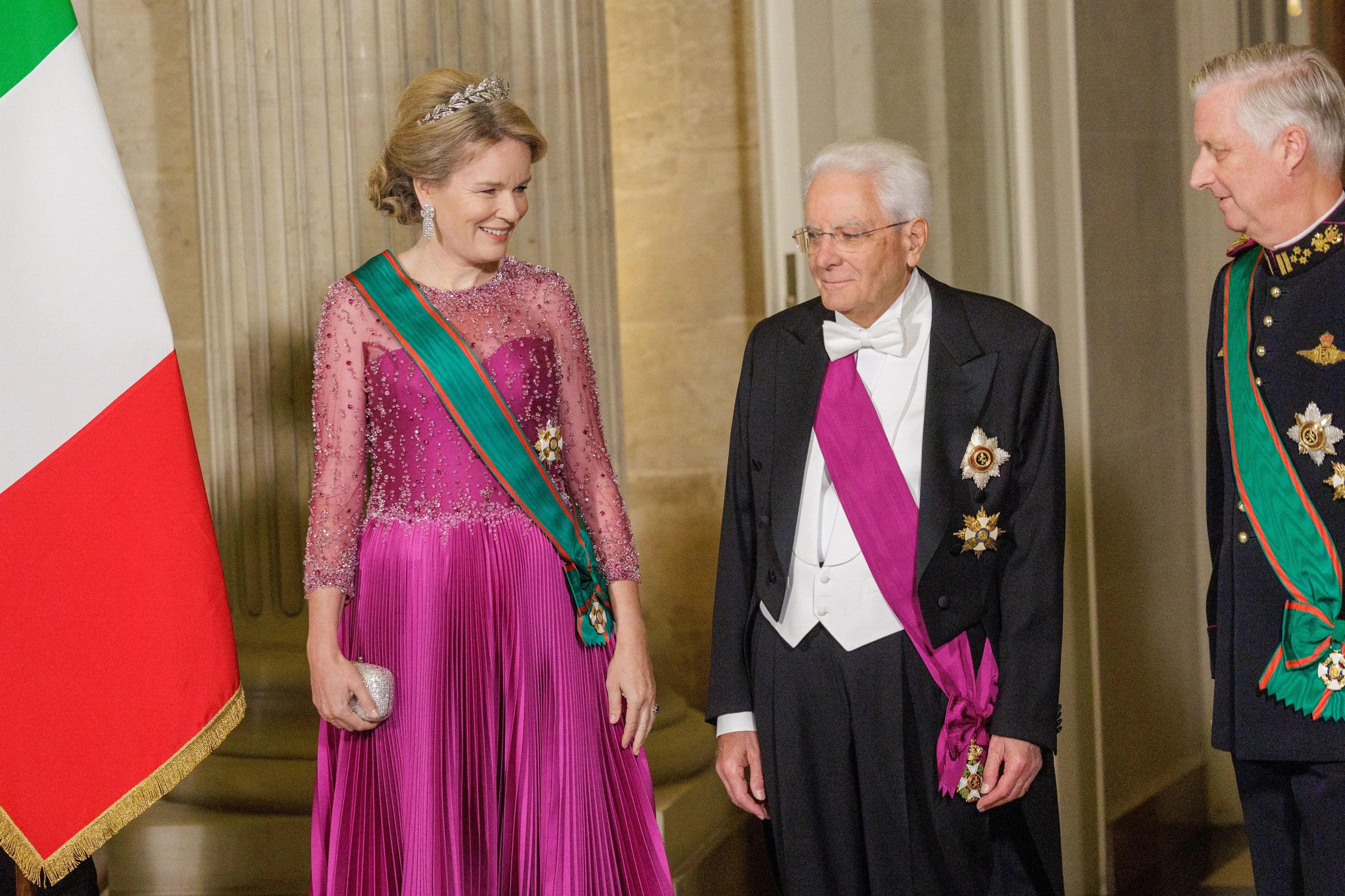Koningin Mathilde met de Italiaanse president (2025).