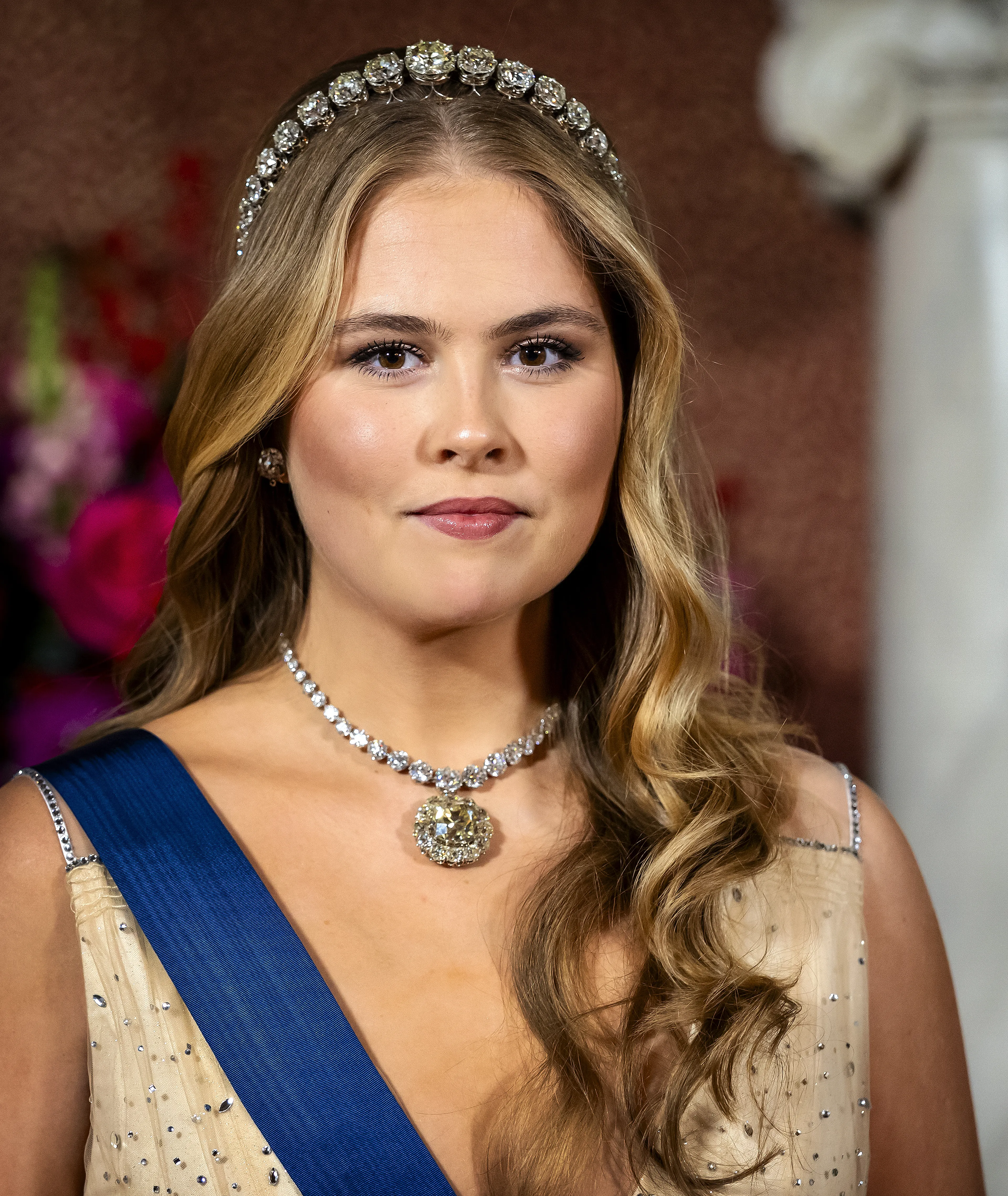 Prinses Amalia voorafgaand aan het staatsbanket met de Finse president (2025).