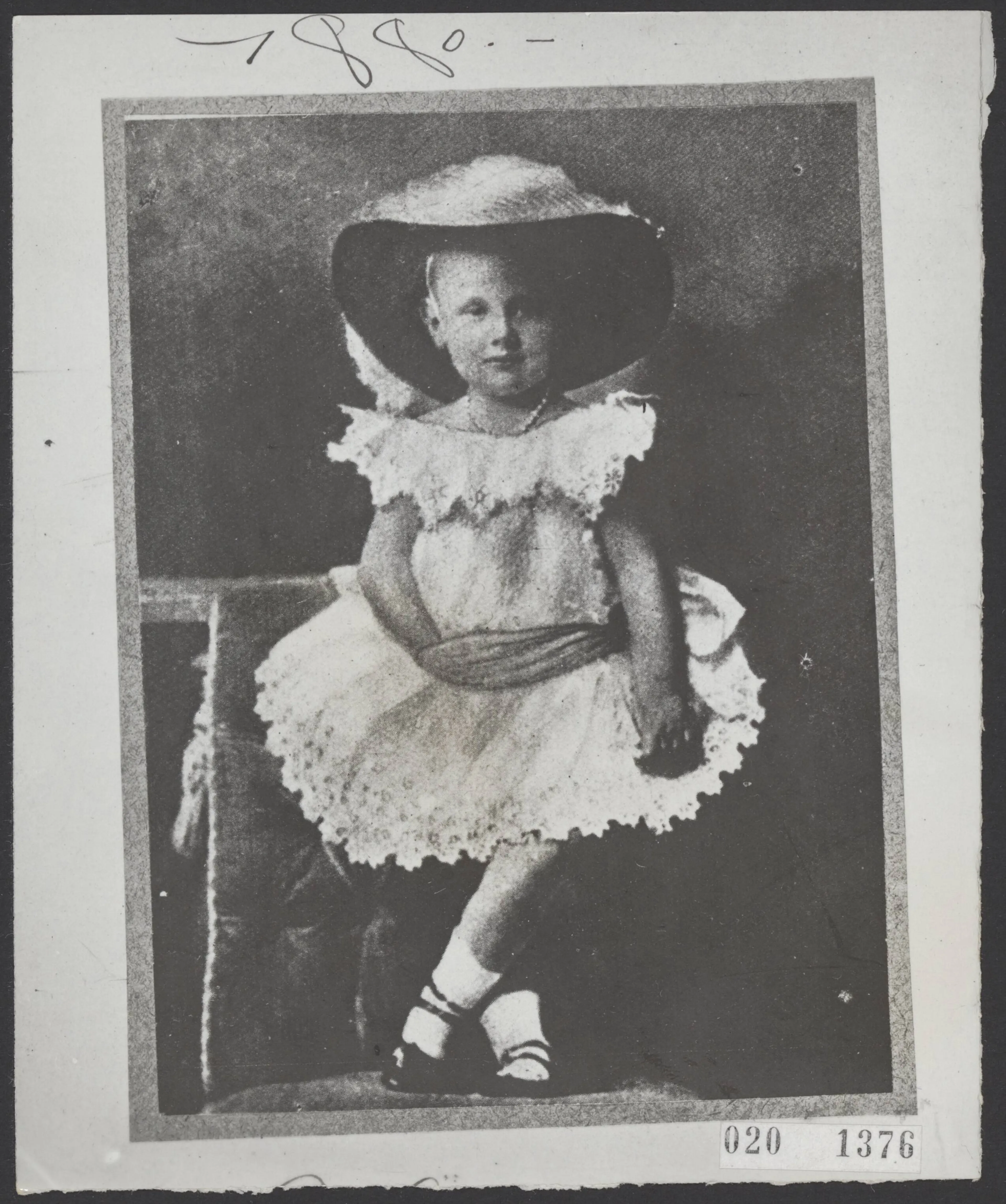 Prinses Wilhelmina toen ze vier jaar oud was (1884).