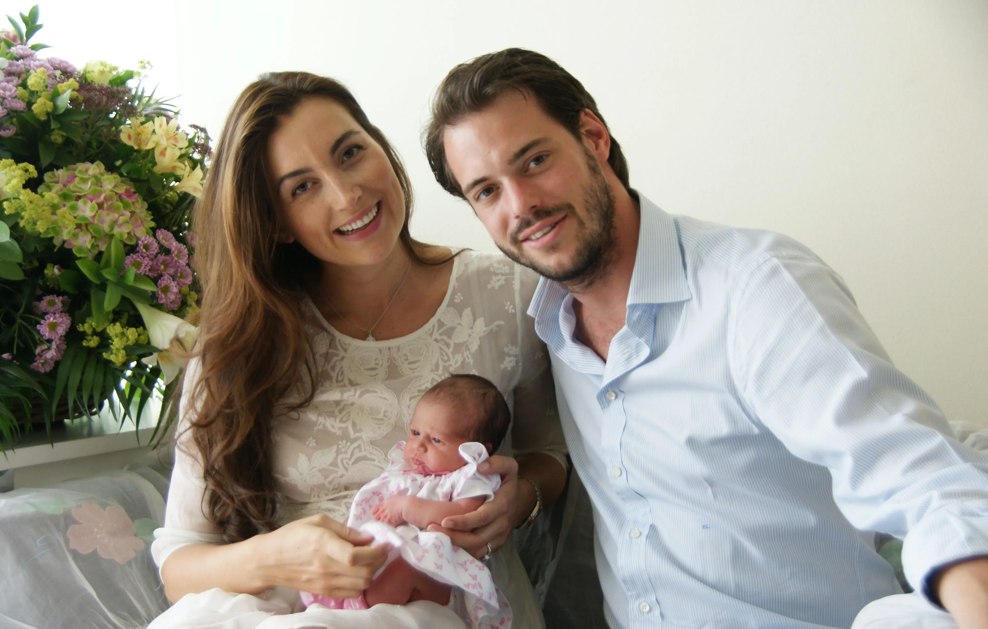 Félix en Claire met hun oudste dochter Amalia (2014).