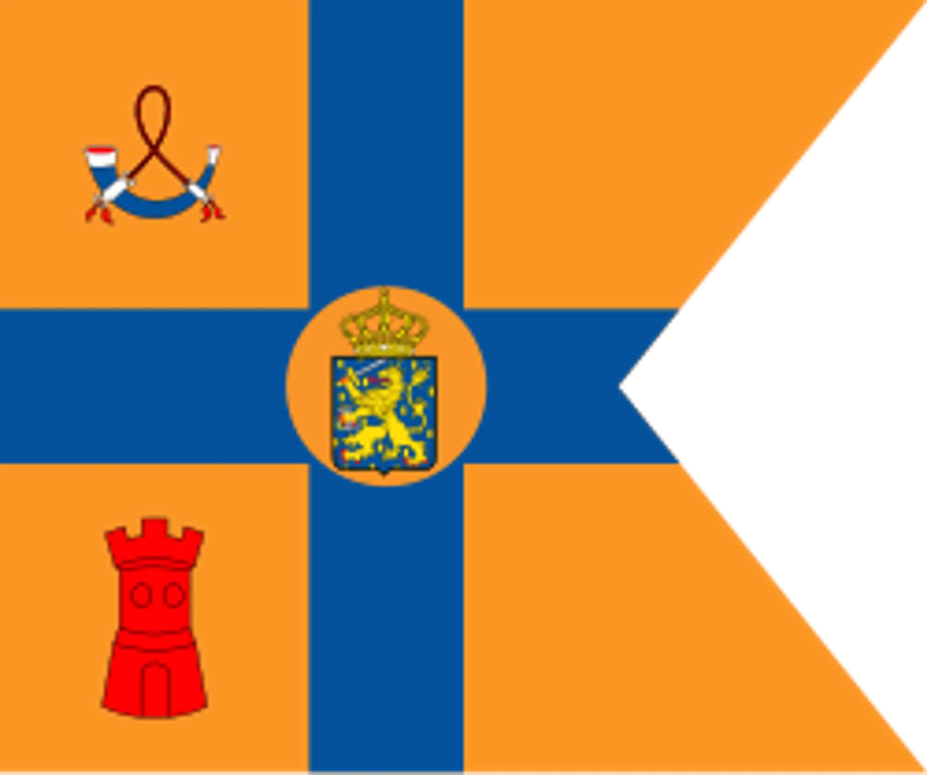 De onderscheidingsvlag die prinses Amalia, prinses Alexia en prinses Ariane mogen voeren sinds hun achttiende verjaardag.