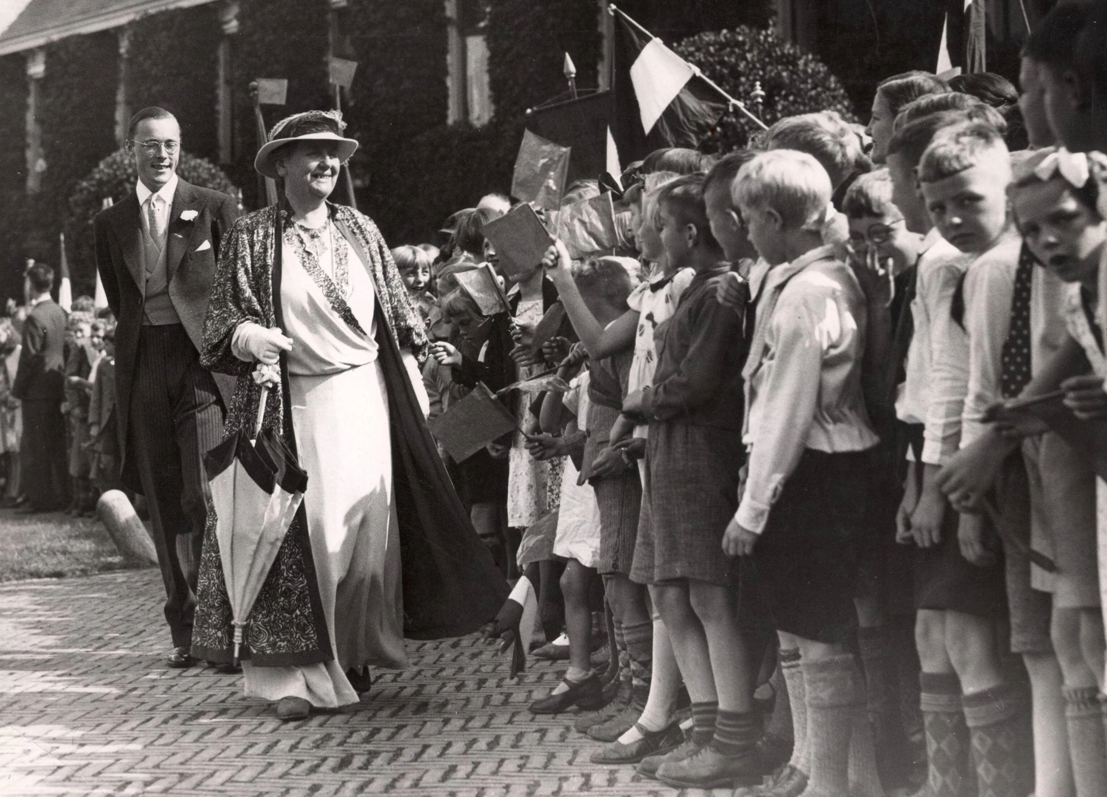 Koningin Wilhelmina op Koninginnedag (1938).