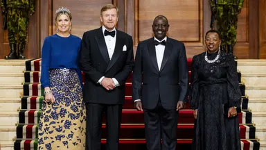 Koningin Máxima draagt koninklijk blauw tijdens staatsbanket