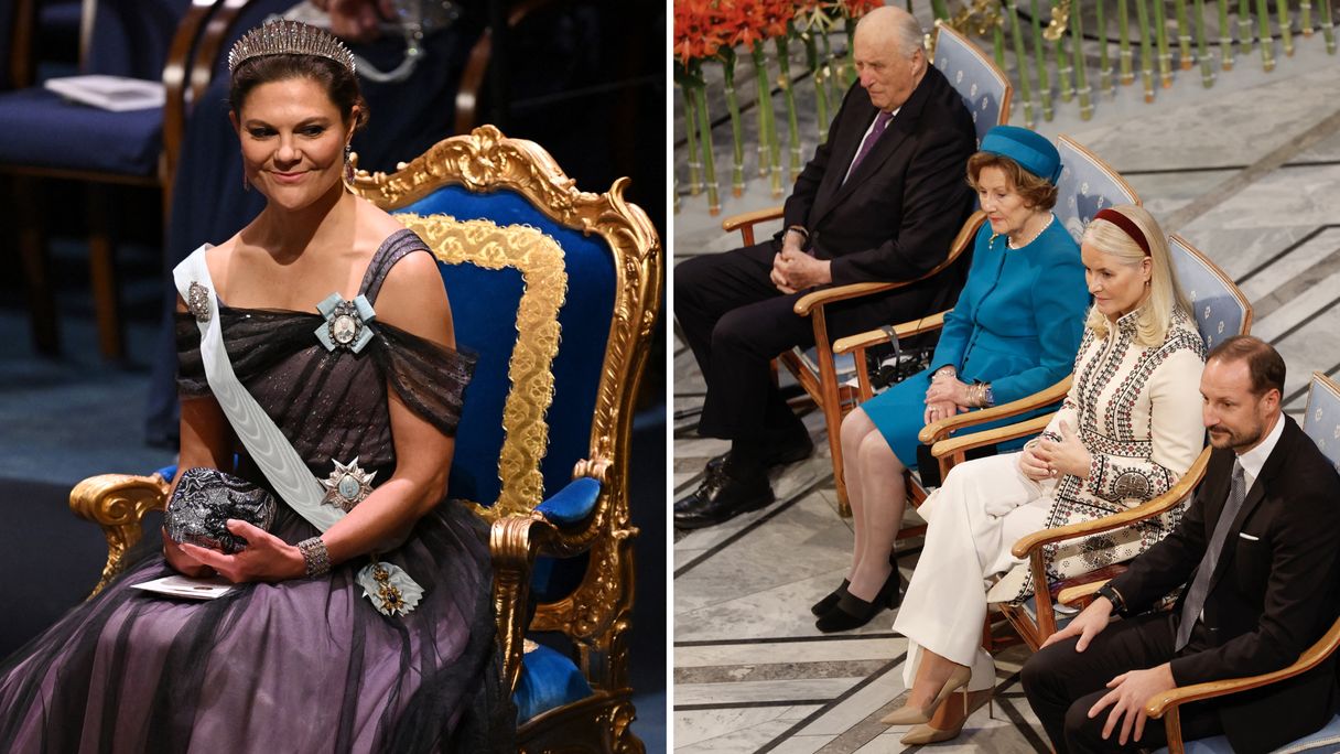 Koningen, koninginnen, prinsen en prinsessen bij uitreikingen Nobelprijzen