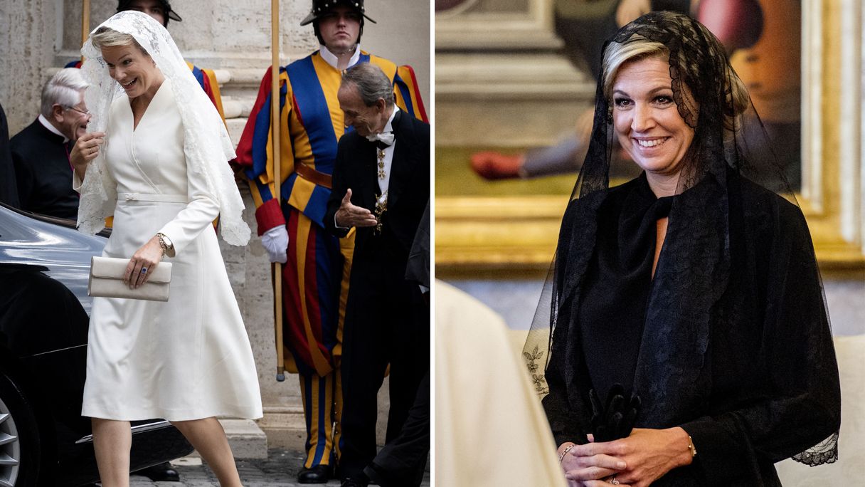 Dit is waarom koningin Mathilde wit draagt bij de Paus en koningin Máxima zwart
