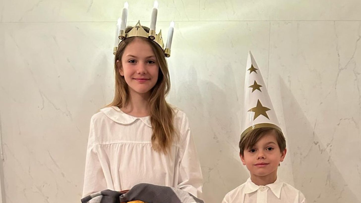 Prinses Estelle en prins Oscar vieren het Luciafeest in Zweden