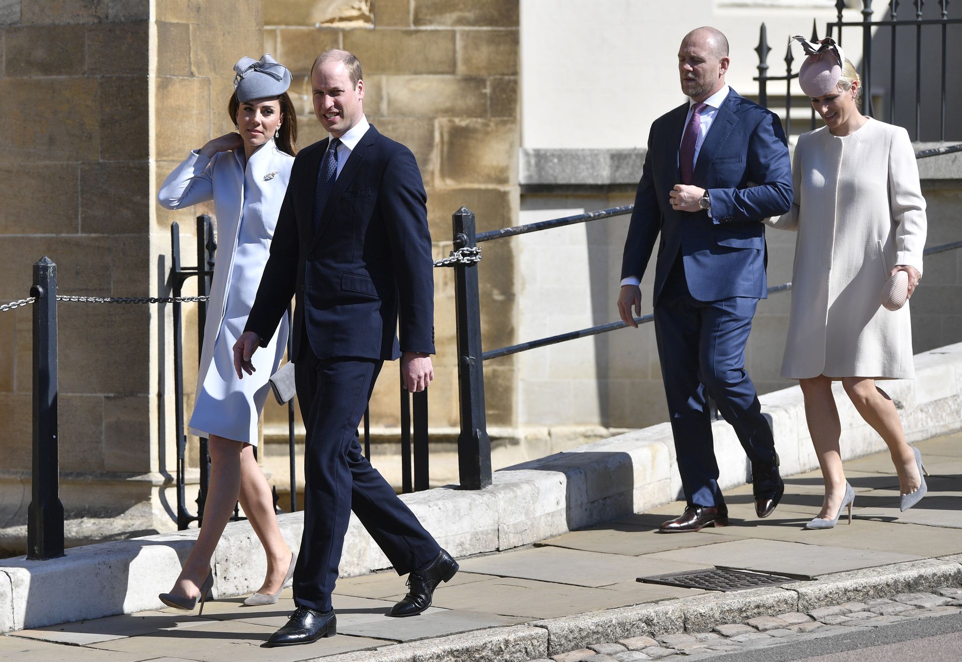 Prins William, Catherine, hertogin van Cambridge, Mike Tinall en zijn vrouw Zara in 2019.
