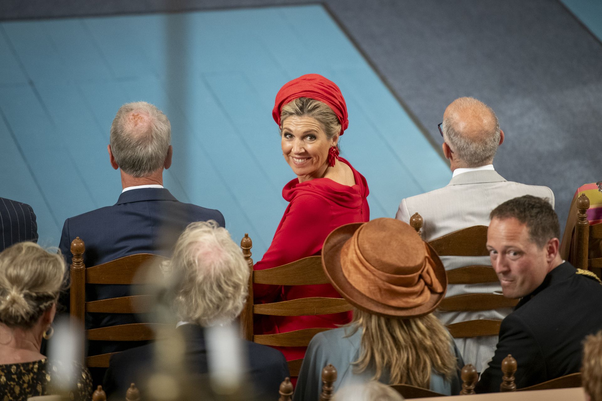 Koningin Maxima tijdens de heropening van het Museum Hindeloopen.