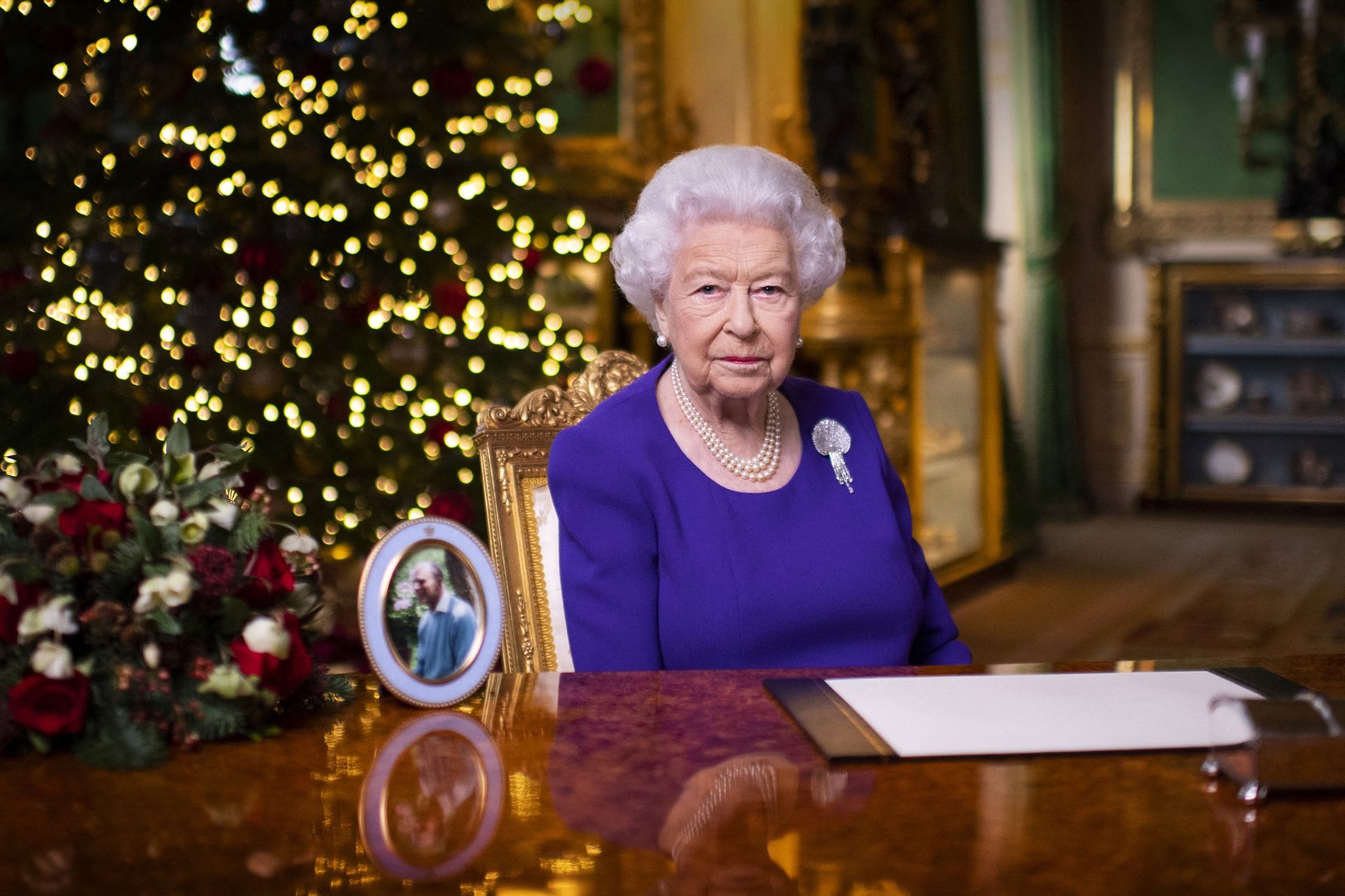 Koningin Elizabeth in 2020 in Windsor Castle, tijdens de coronapandemie.