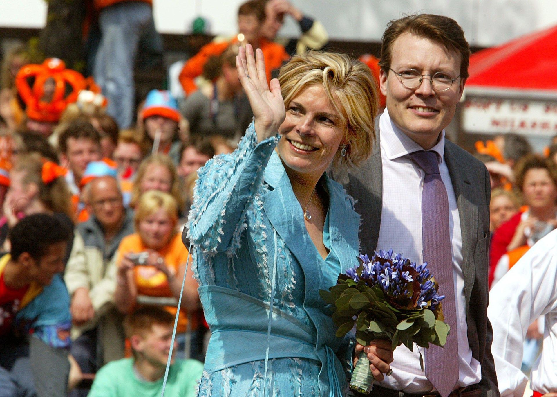 Prins Constantijn en prinses Laurentien op Koninginnedag 2004.