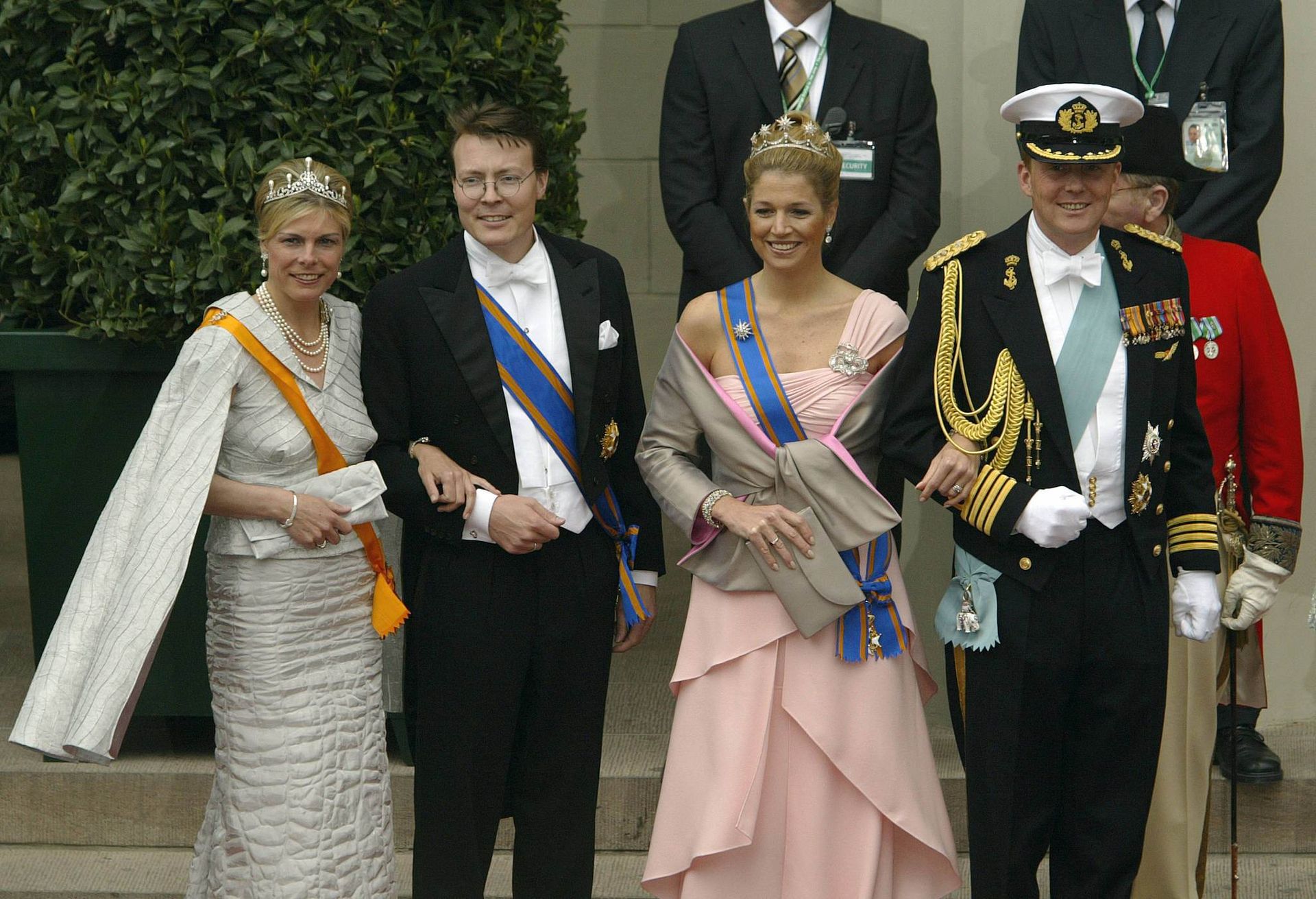 Prinses Laurentien, prins Constantijn en (dan nog) prinses Máxima en prins Willem-Alexander.