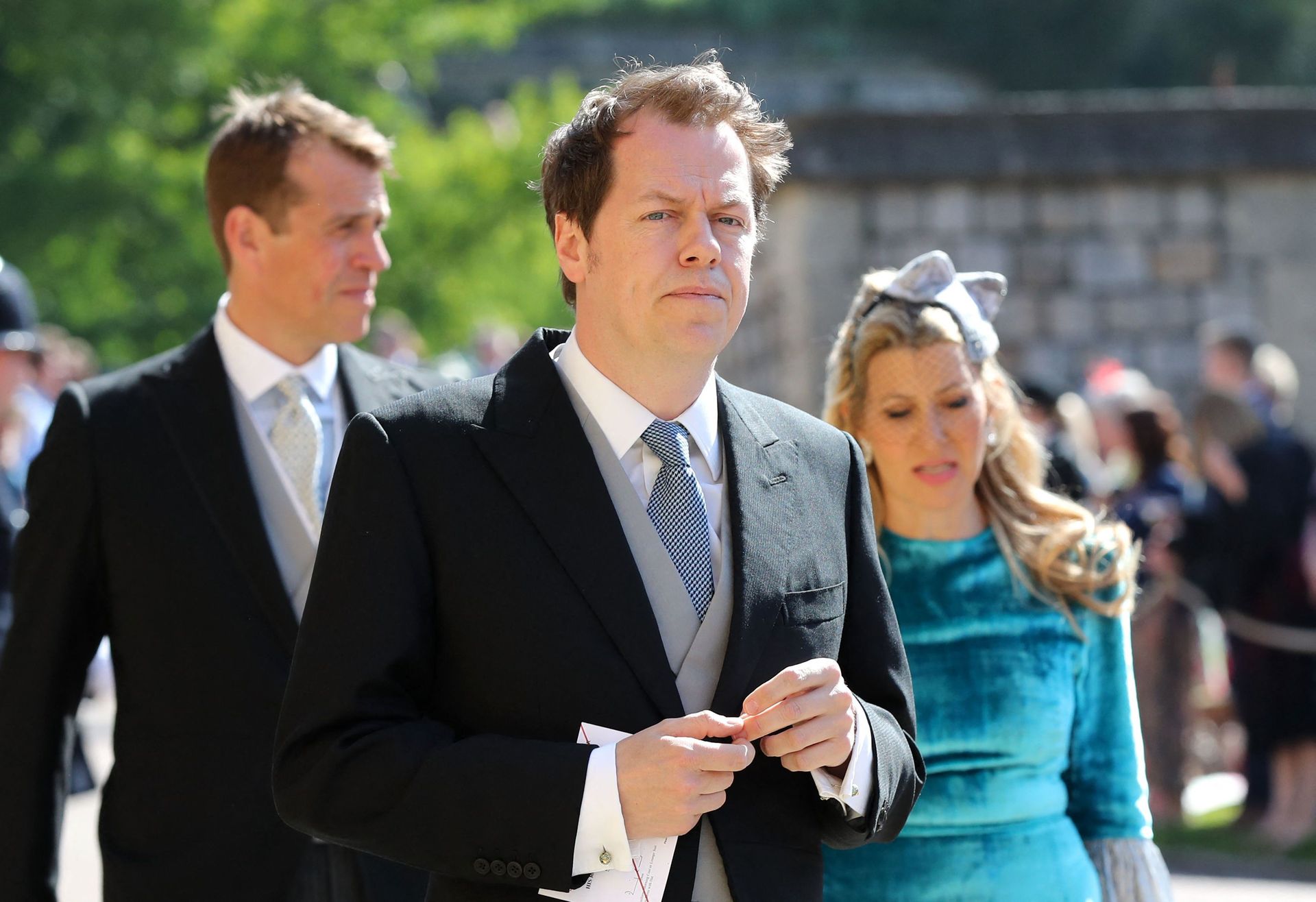 Tom Parker Bowles arriveert voor de huwelijksceremonie van prins Harry en hertogin Meghan in 2018.