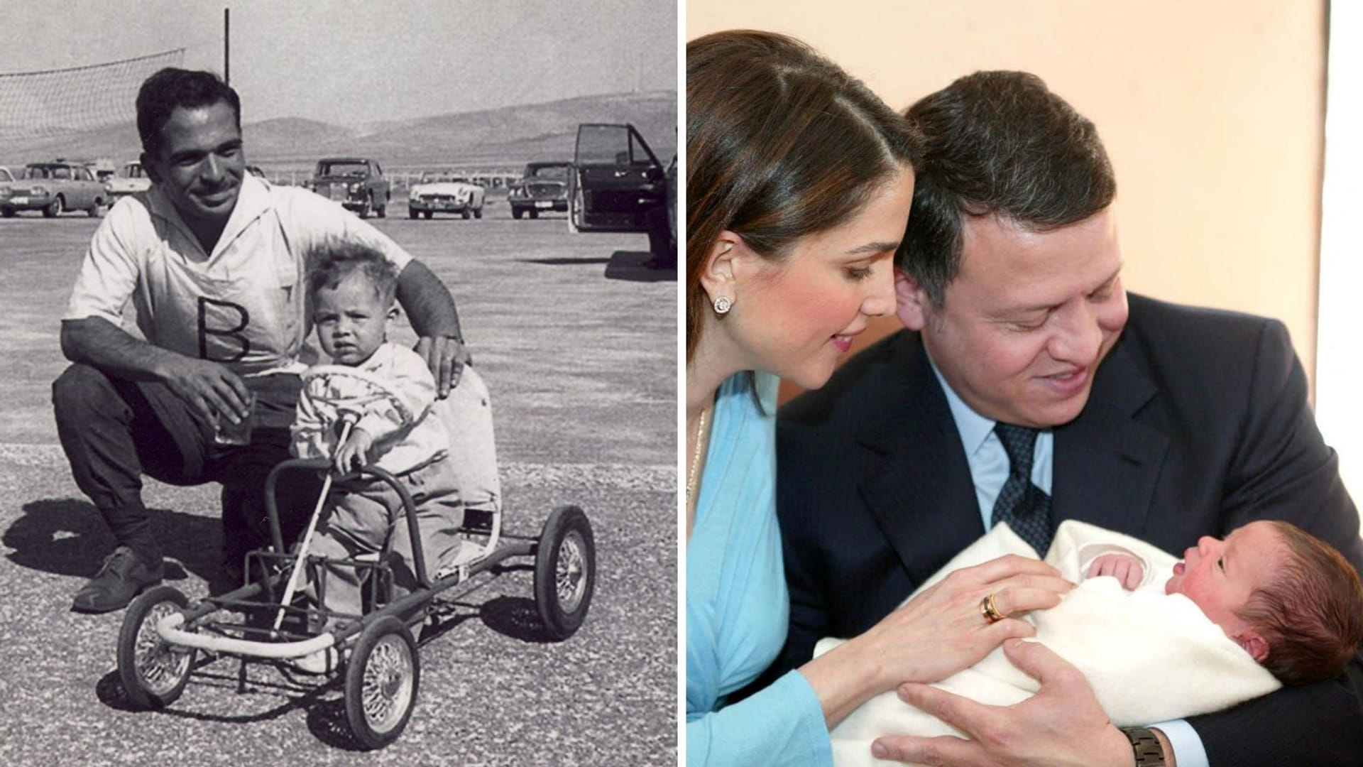 Links zien we Abdullah, nog maar een paar maanden oud, met z'n vader. Rechts de paar dagen oude