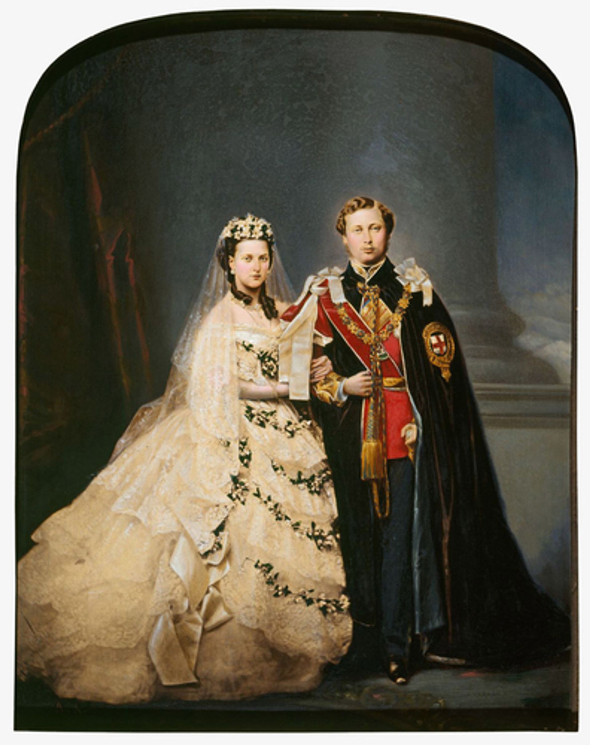 Edward en Alexandra op hun trouwdag door John Jabez Edwin Mayall