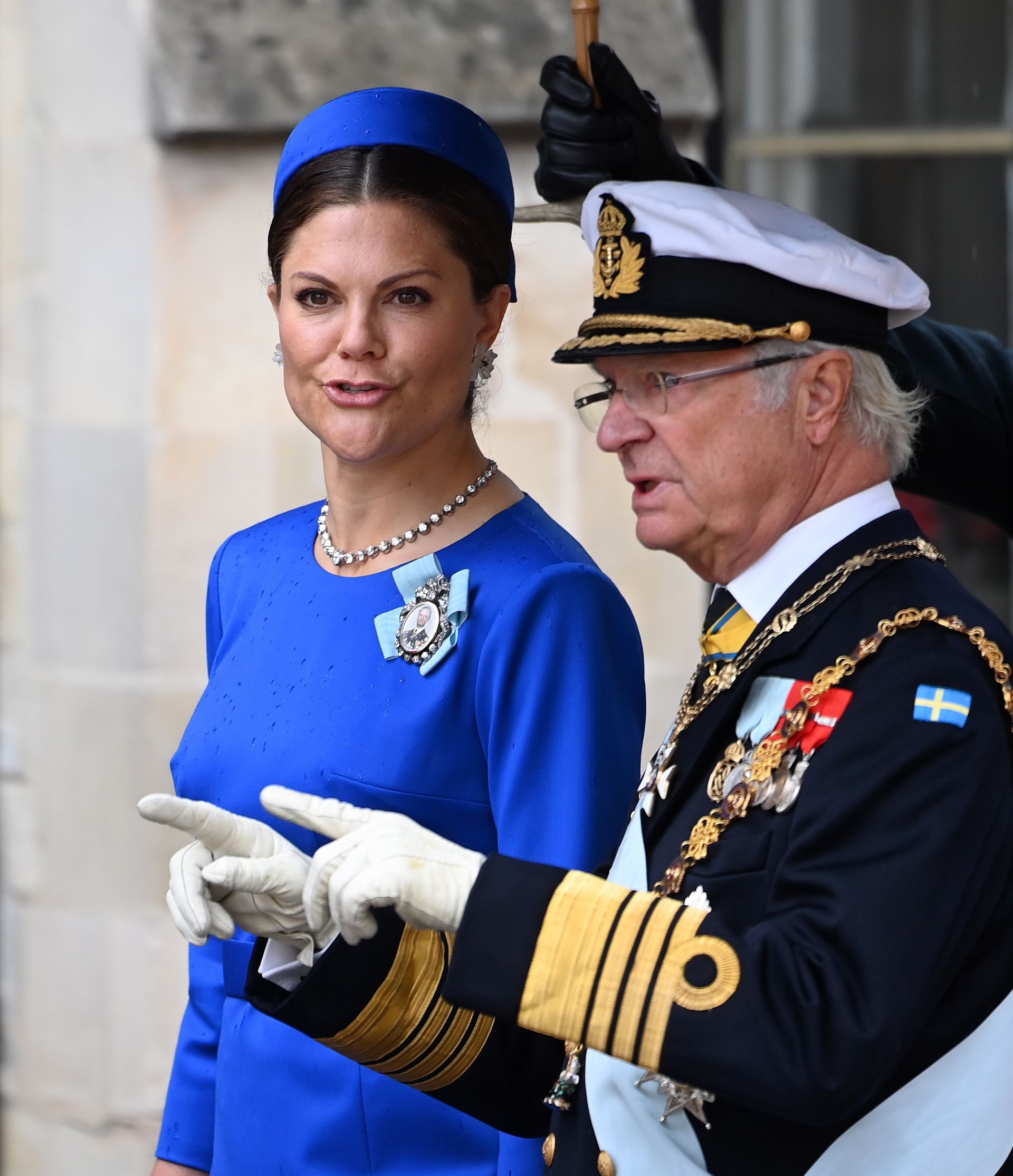 Kroonprinses Victoria samen met haar vader, koning Carl Gustaf, in 2023.