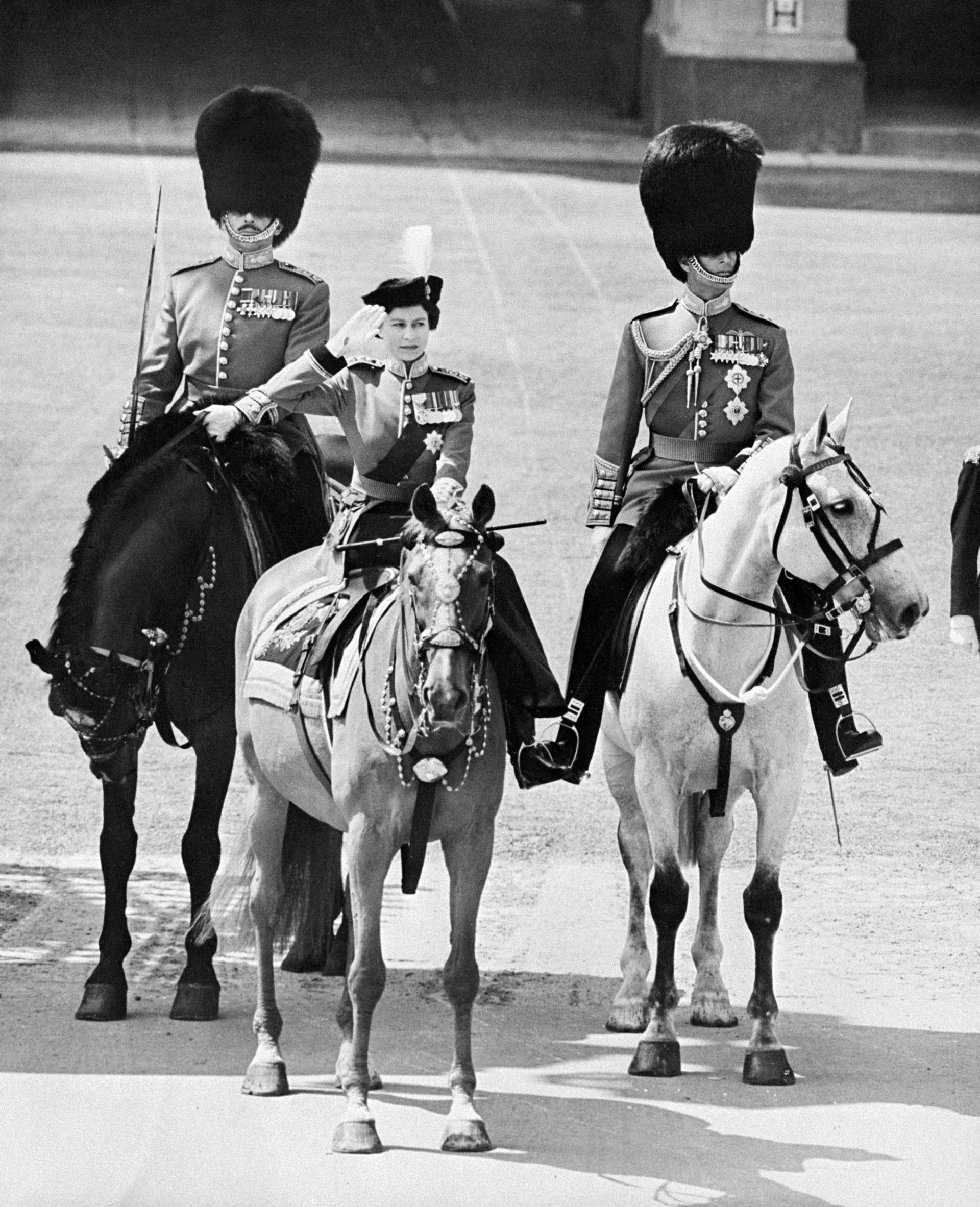 Elizabeth trooping the colour