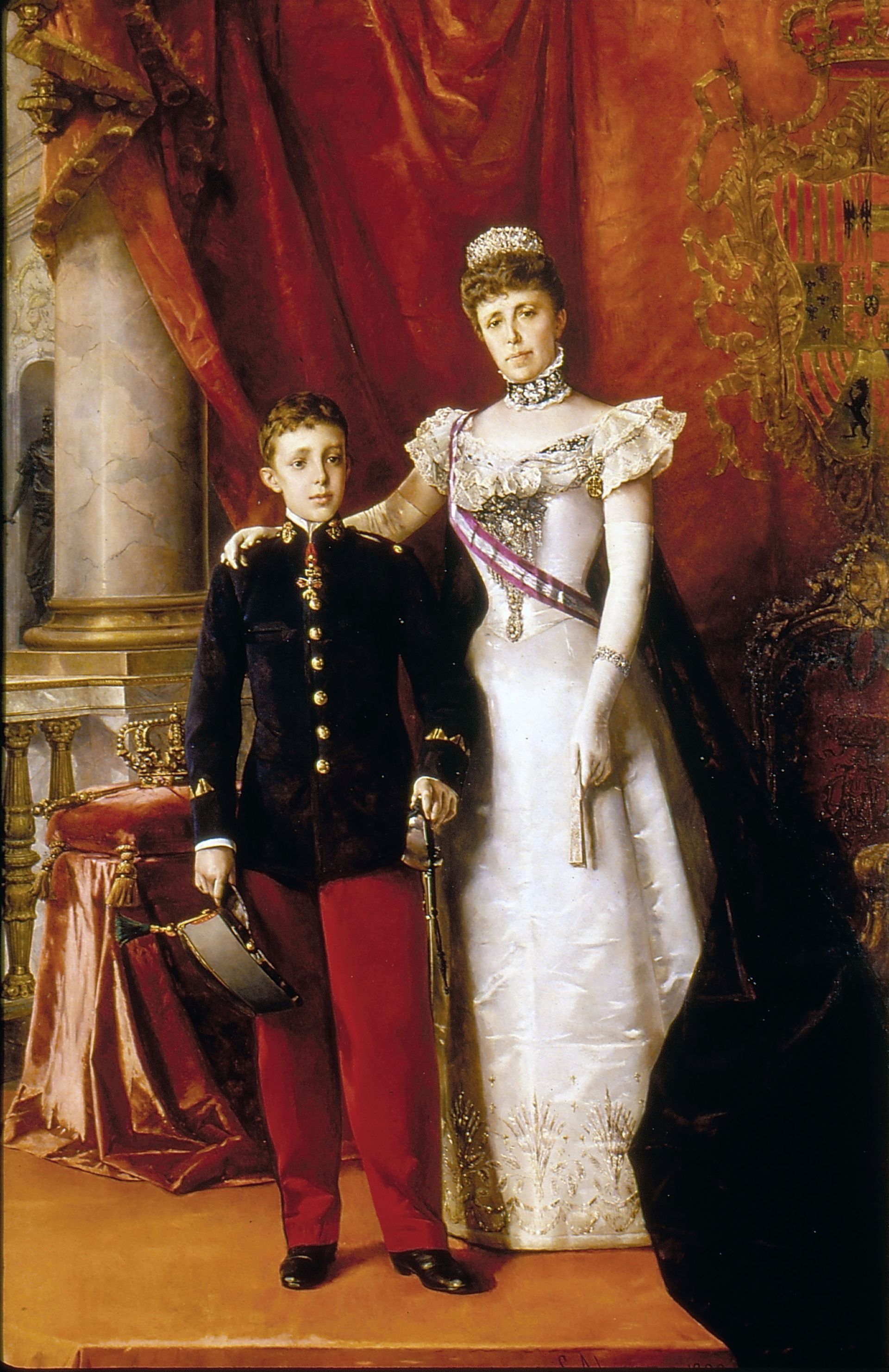 Alfons als kind met zijn moeder, Maria Christina