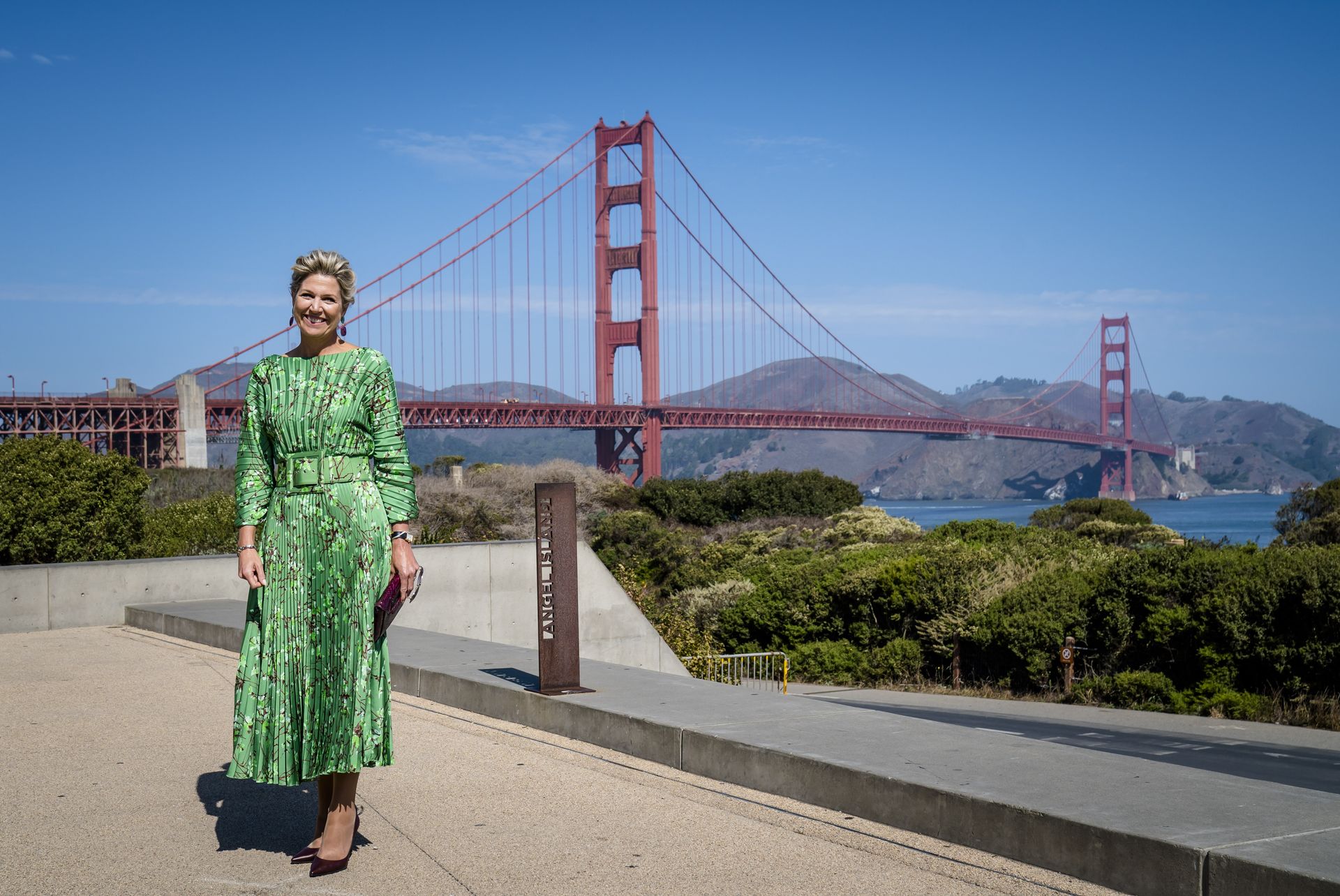 Maxima bezoekt de Golden Gate bridge